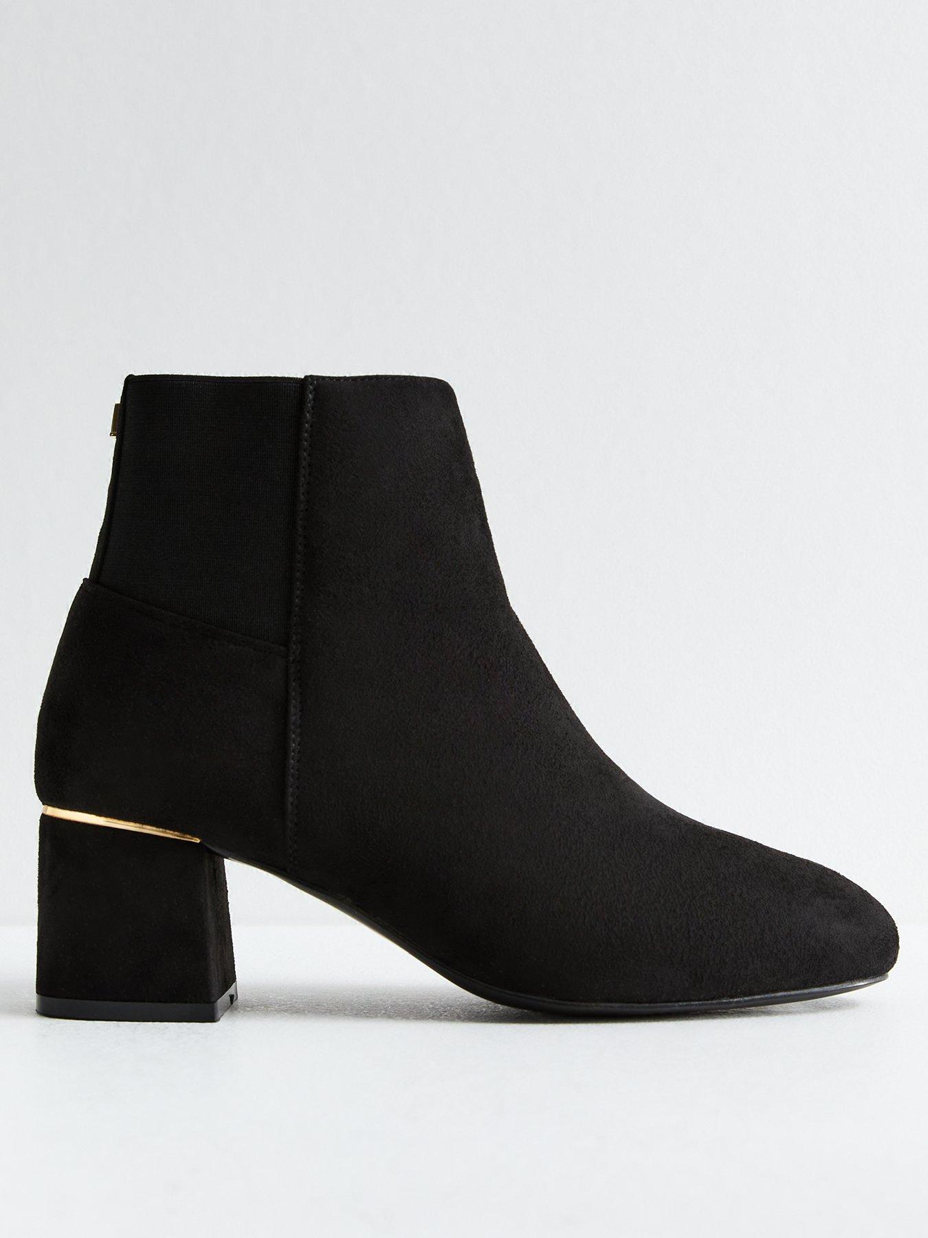 undefined Wide Fit Black Suedette Ankle Boots