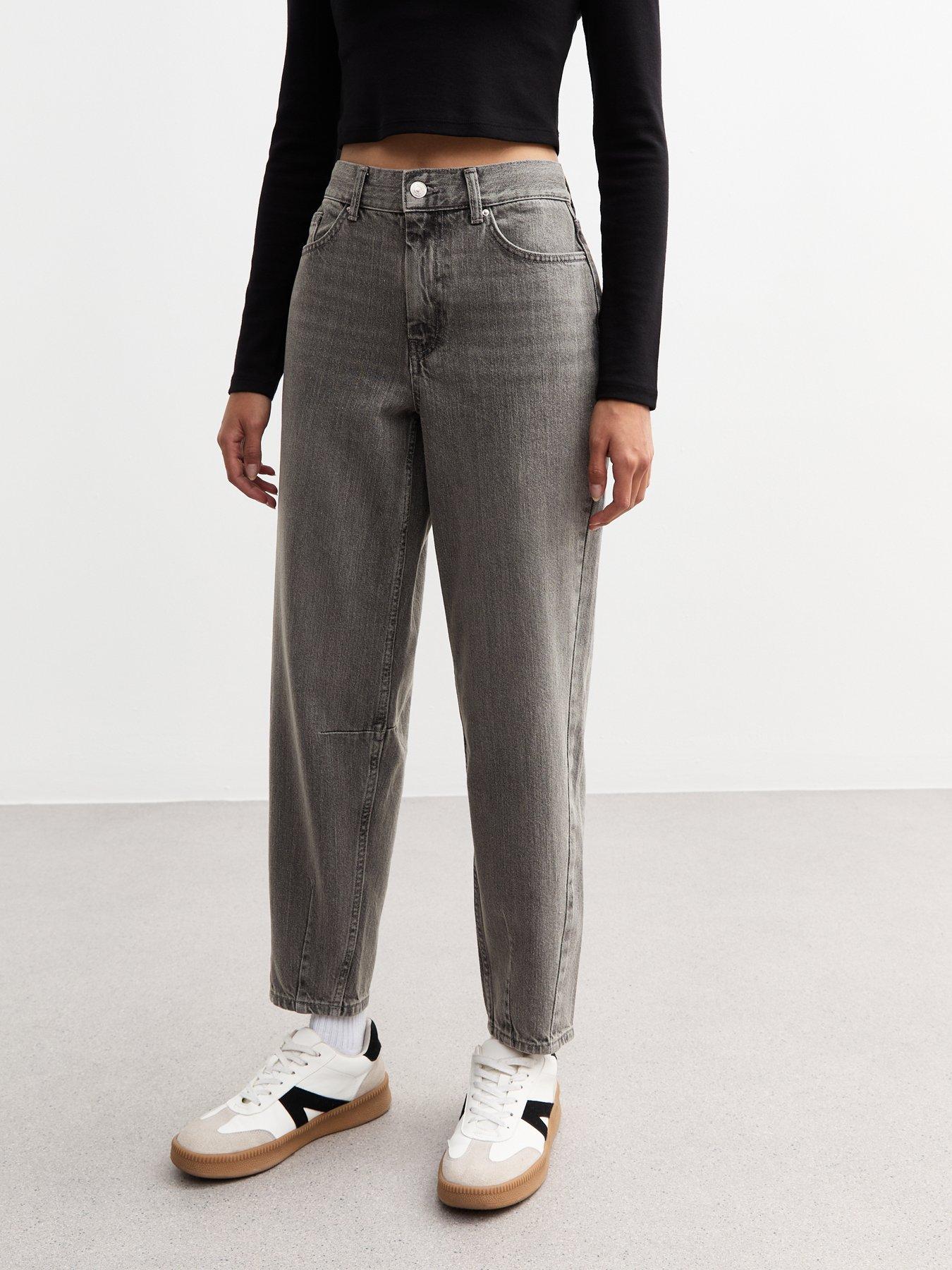 undefined Denim Barrel Leg Jeans - Grey