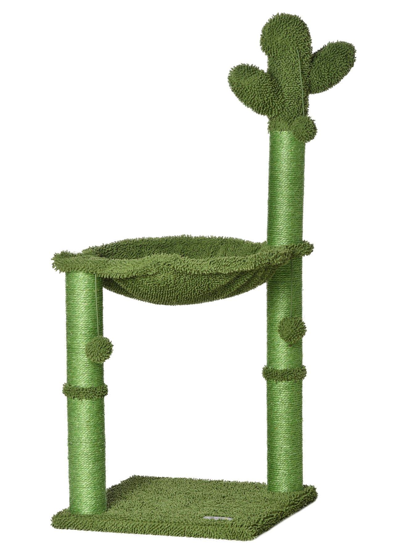 PawHut Cactus Cat Tree Tower Sisal Scratching Post with Hammock (40 x 40 x 96cm)