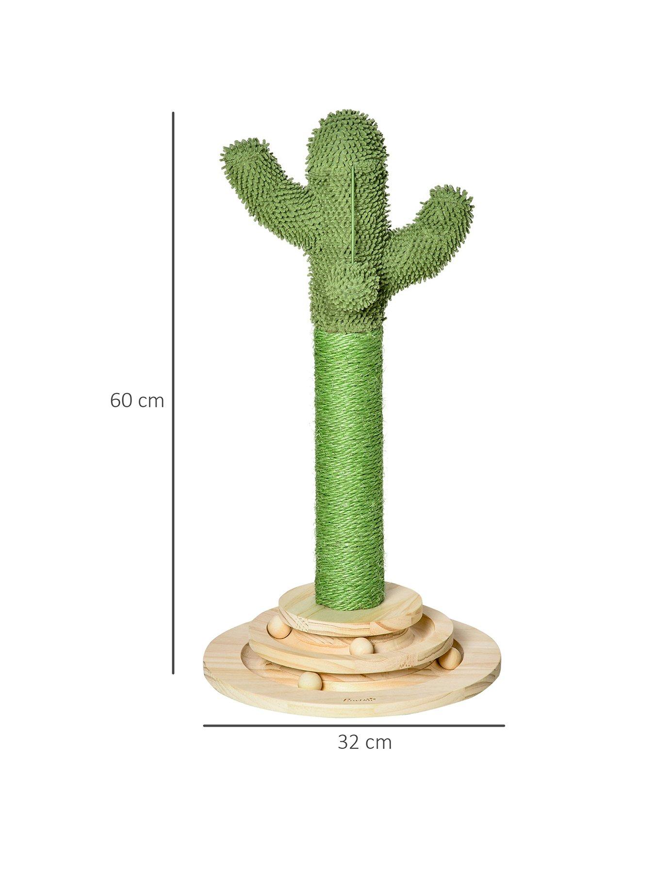 Image 3 of 7 of PawHut Cat Tree Cactus Sisal Scratching Post Interactive Fun Roller Exerciser