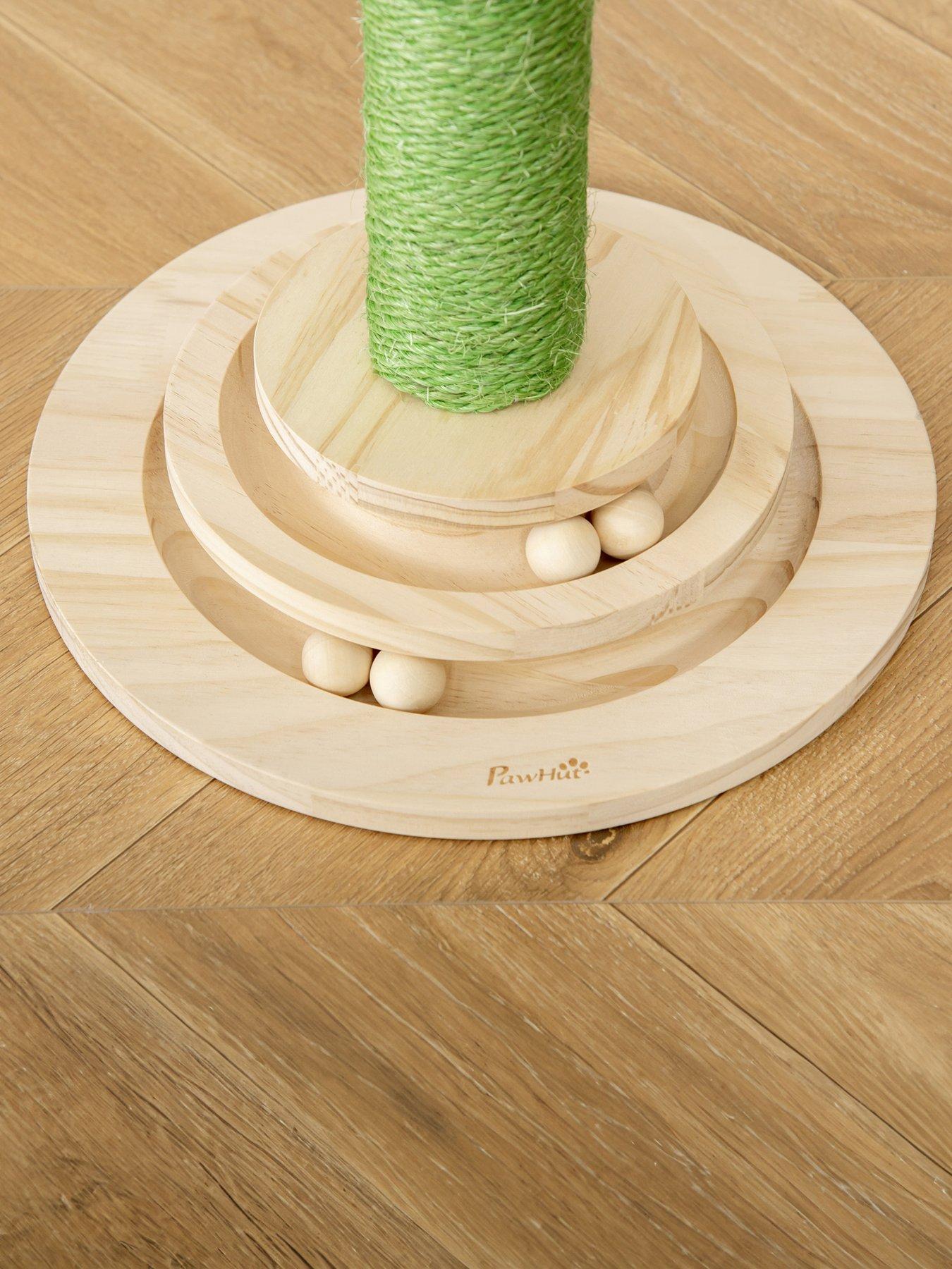 Image 7 of 7 of PawHut Cat Tree Cactus Sisal Scratching Post Interactive Fun Roller Exerciser