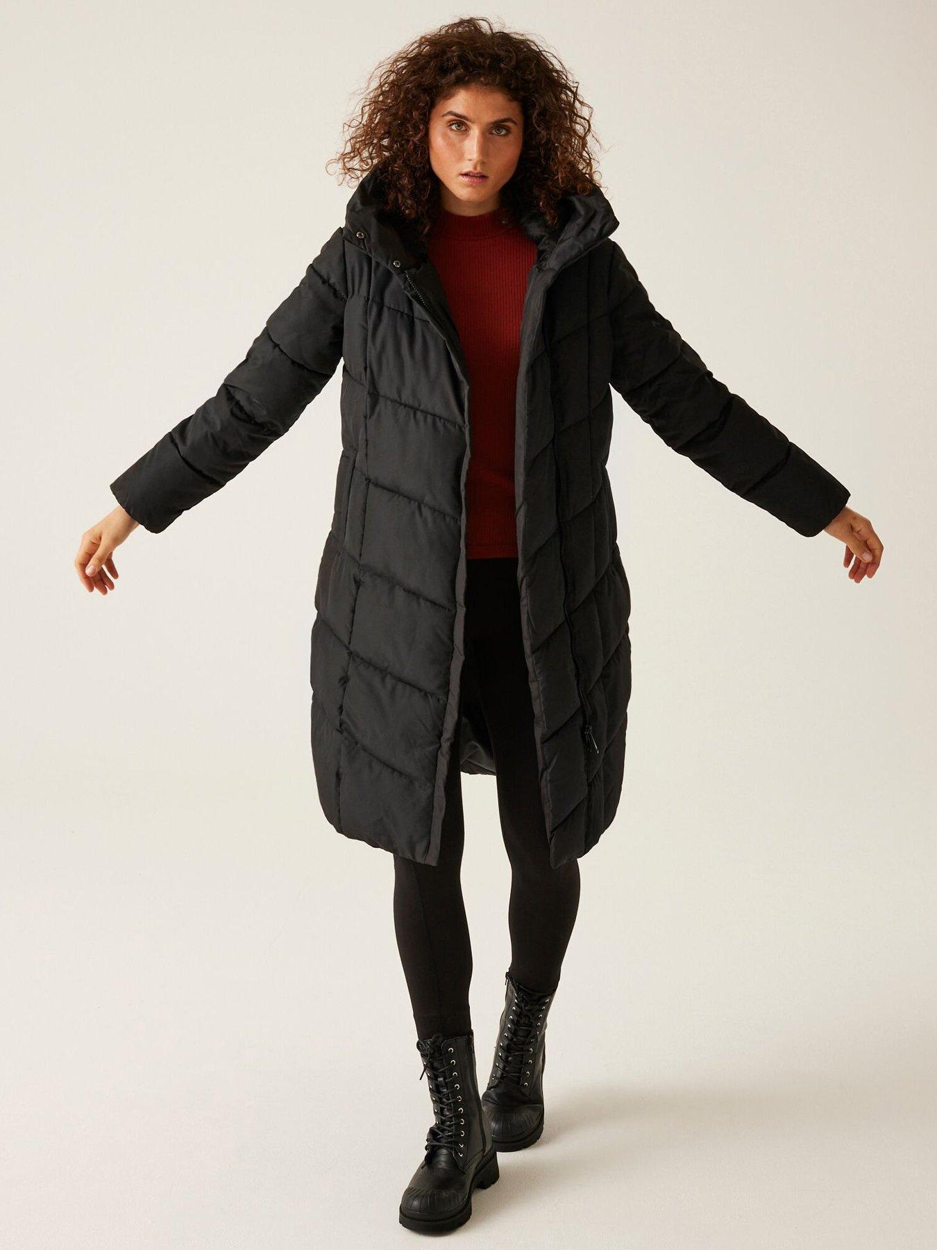 Womens Nurie Baffled Quilted Jacket Black