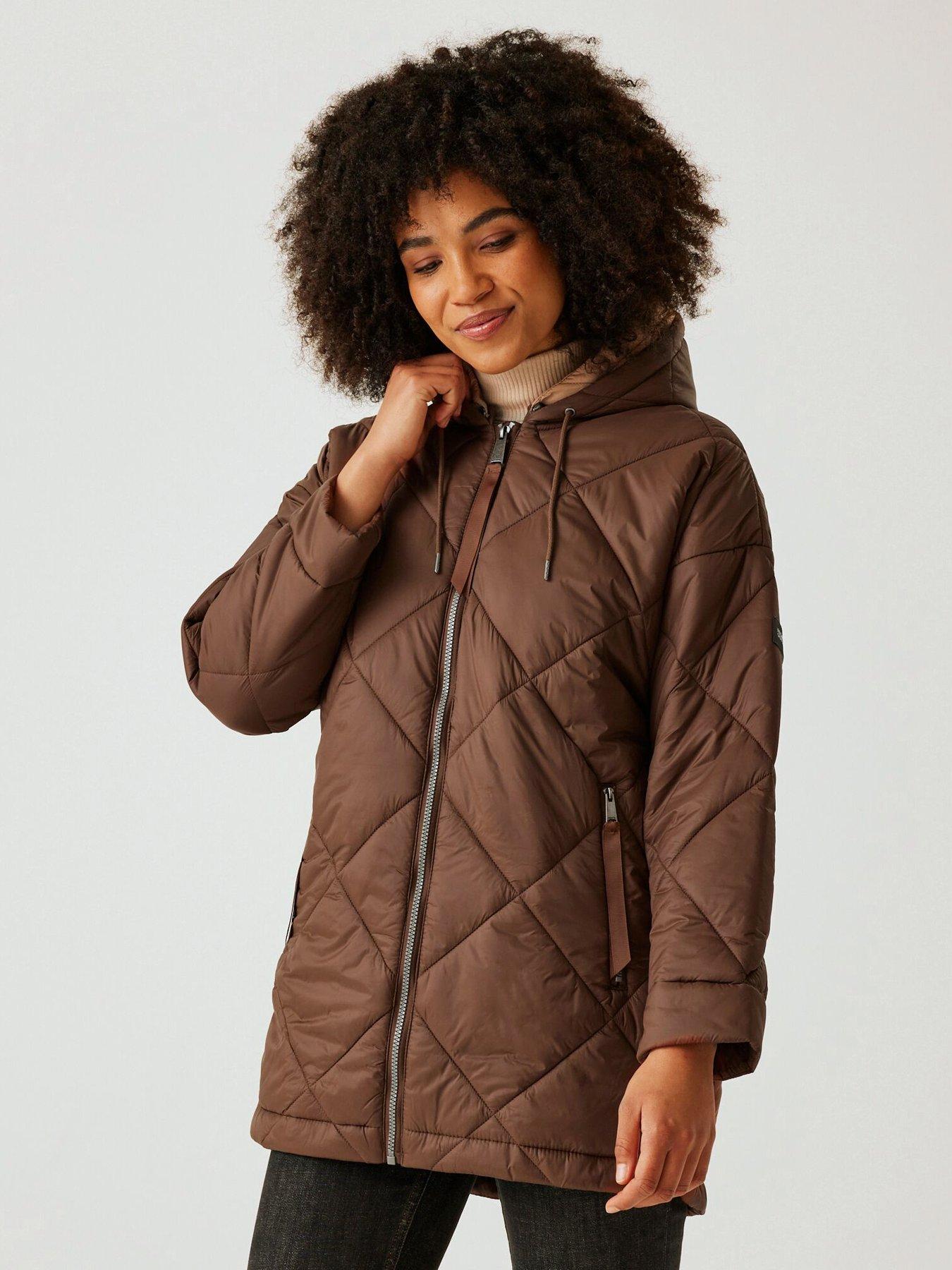 undefined Womens Emila Baffled/Quilted Jacket-BROWN