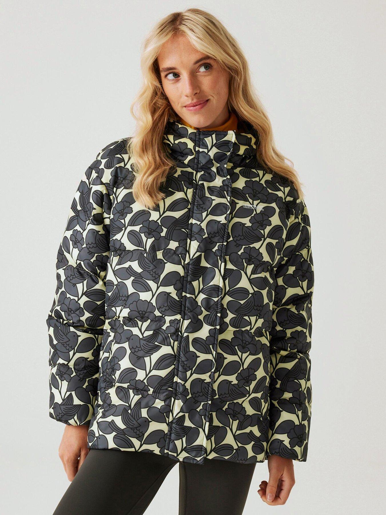  image of regatta-womens-orla-kiely-padded-jkt-baffledquilted-jacket-grey