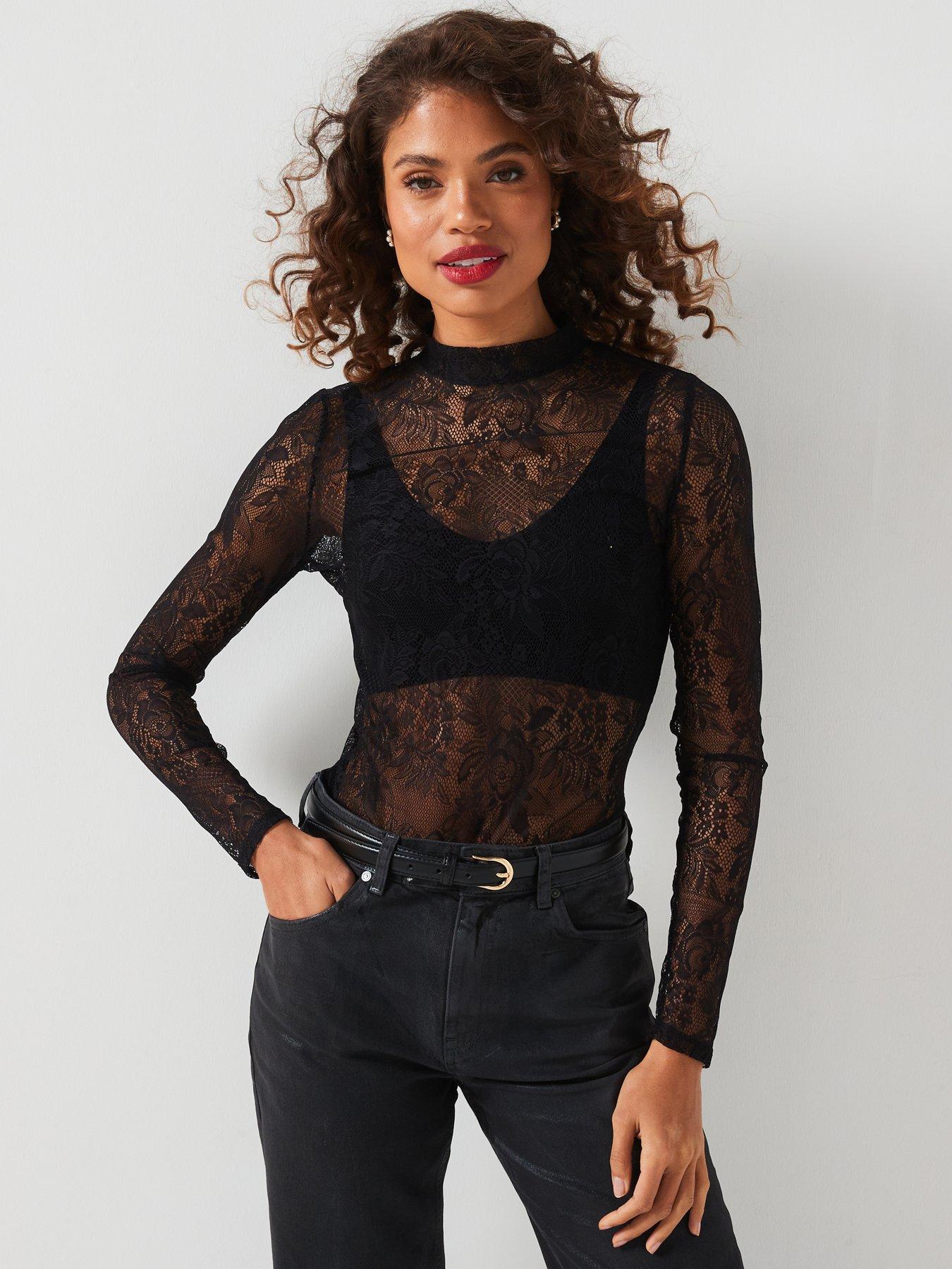 undefined All Over Lace Top - Black