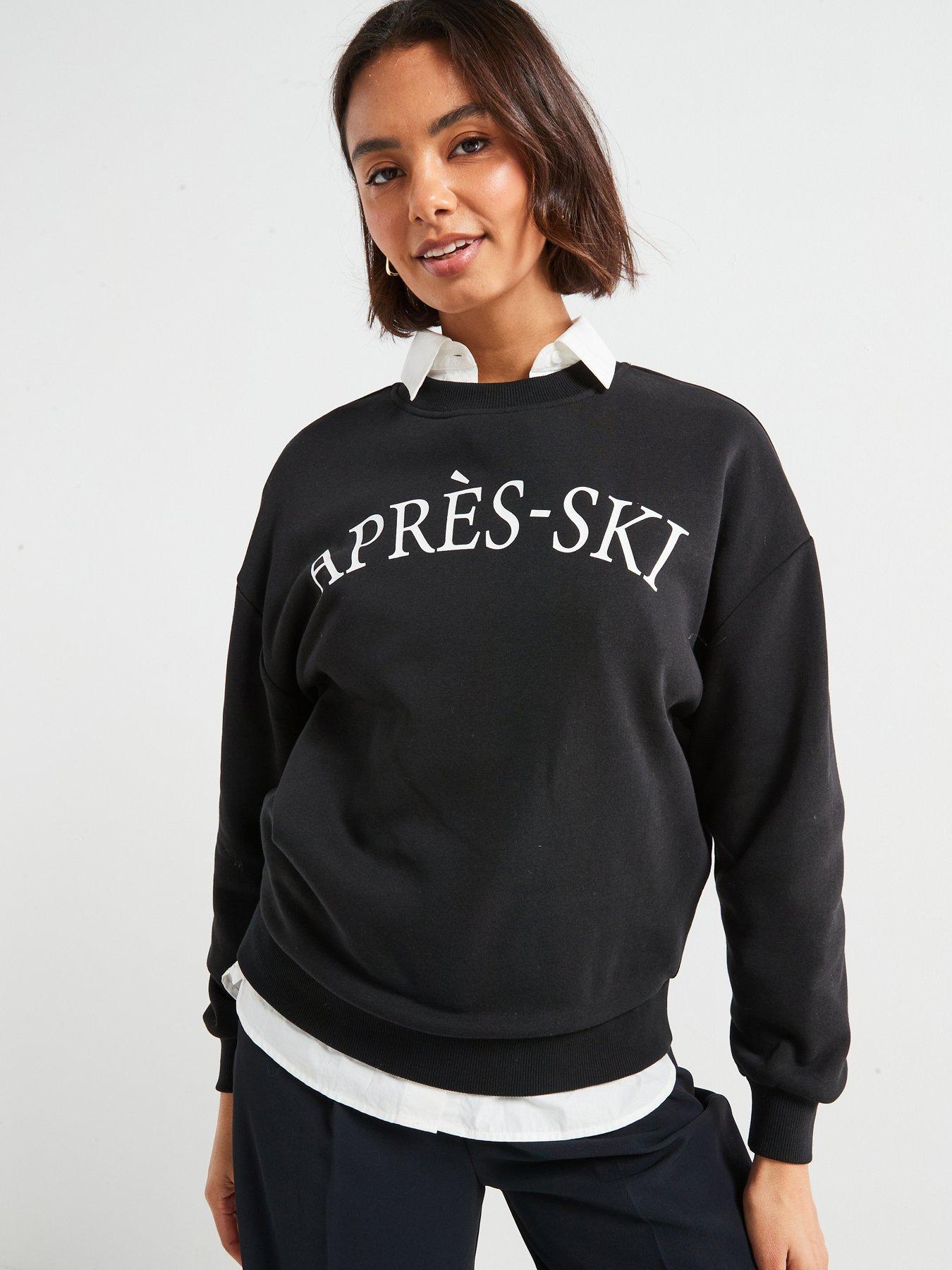 undefined Apres Ski Slogan Longline Sweatshirt - Black