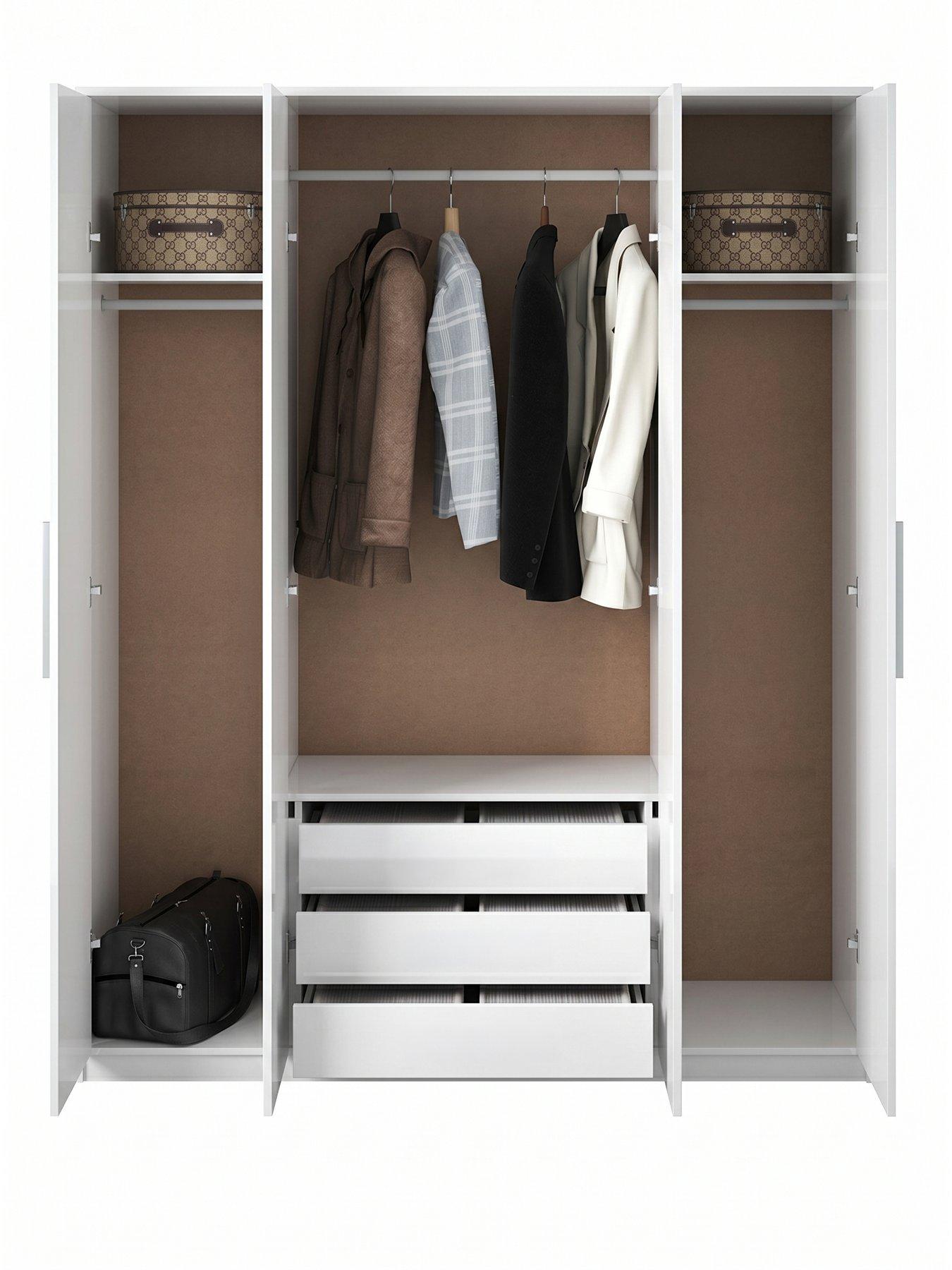 Image 4 of 7 of The Very Collection Prague Gloss 4 Door, 3 Drawer Wardrobe - FSC&reg; Certified
