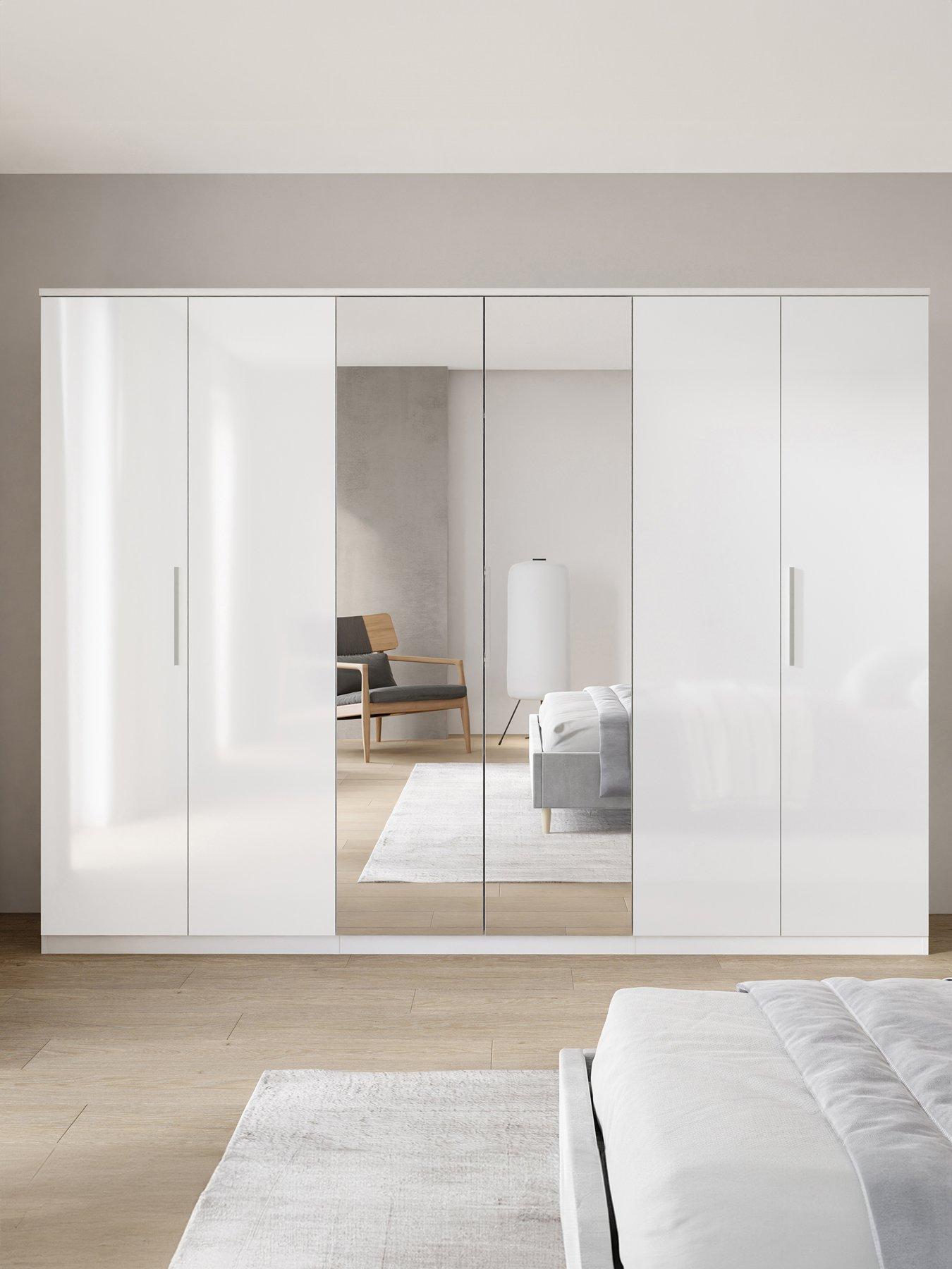 Image 1 of 7 of The Very Collection Prague Gloss 6 Door Mirrored&nbsp;Wardrobe - FSC&reg; Certified