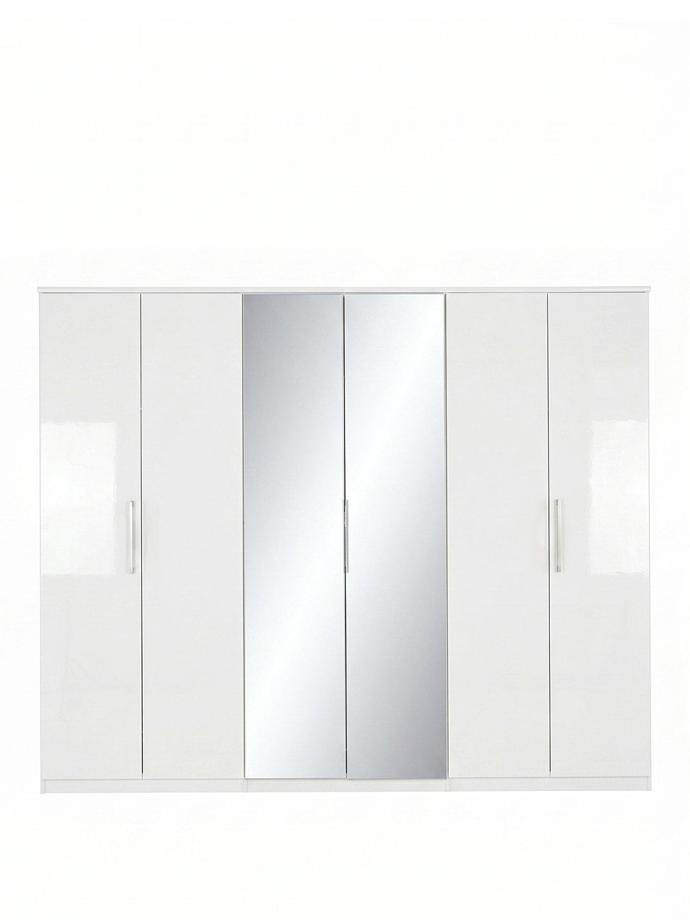 Image 2 of 7 of The Very Collection Prague Gloss 6 Door Mirrored&nbsp;Wardrobe - FSC&reg; Certified