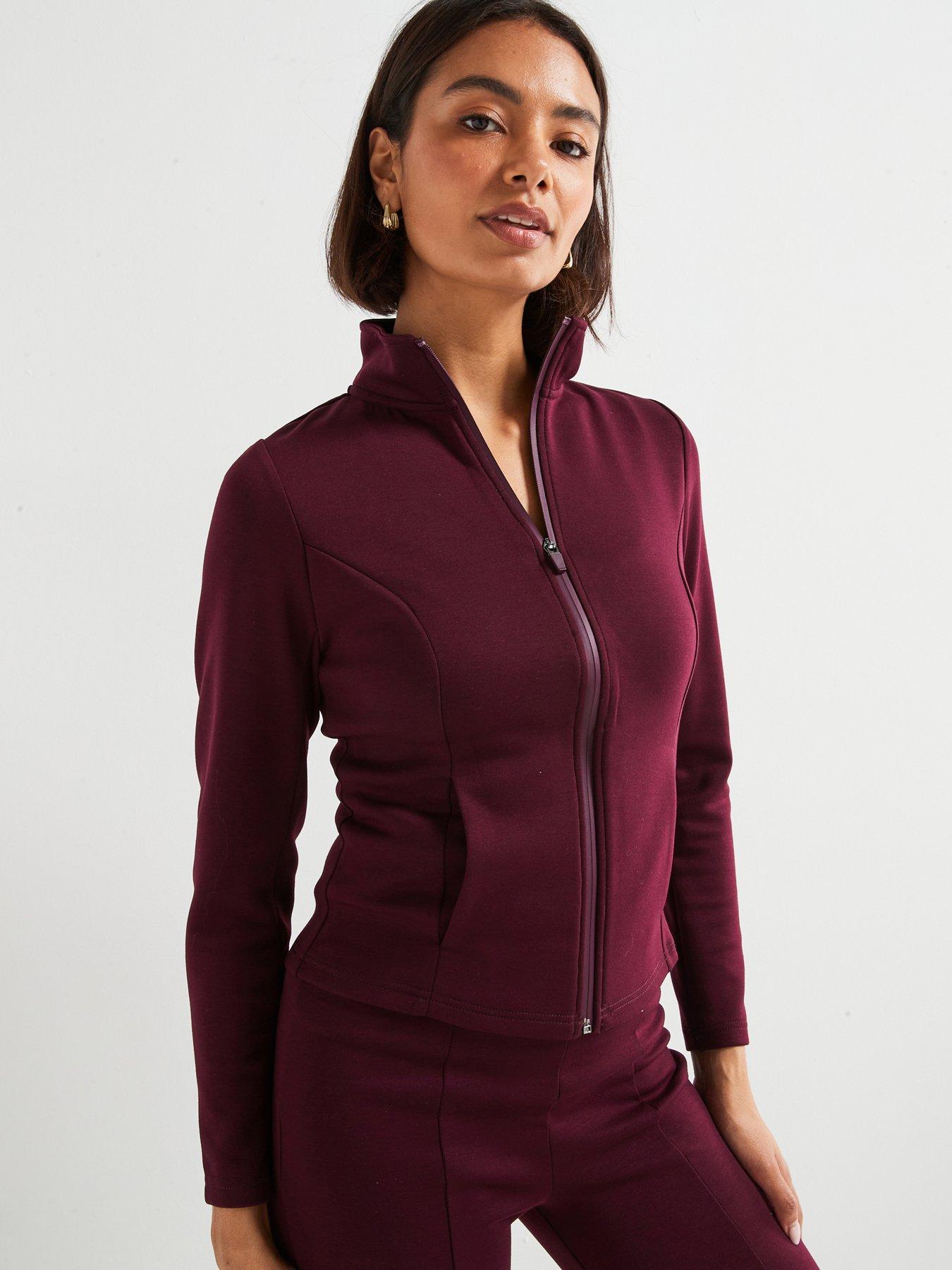 undefined Zip Through Ath Leisure Top - Purple
