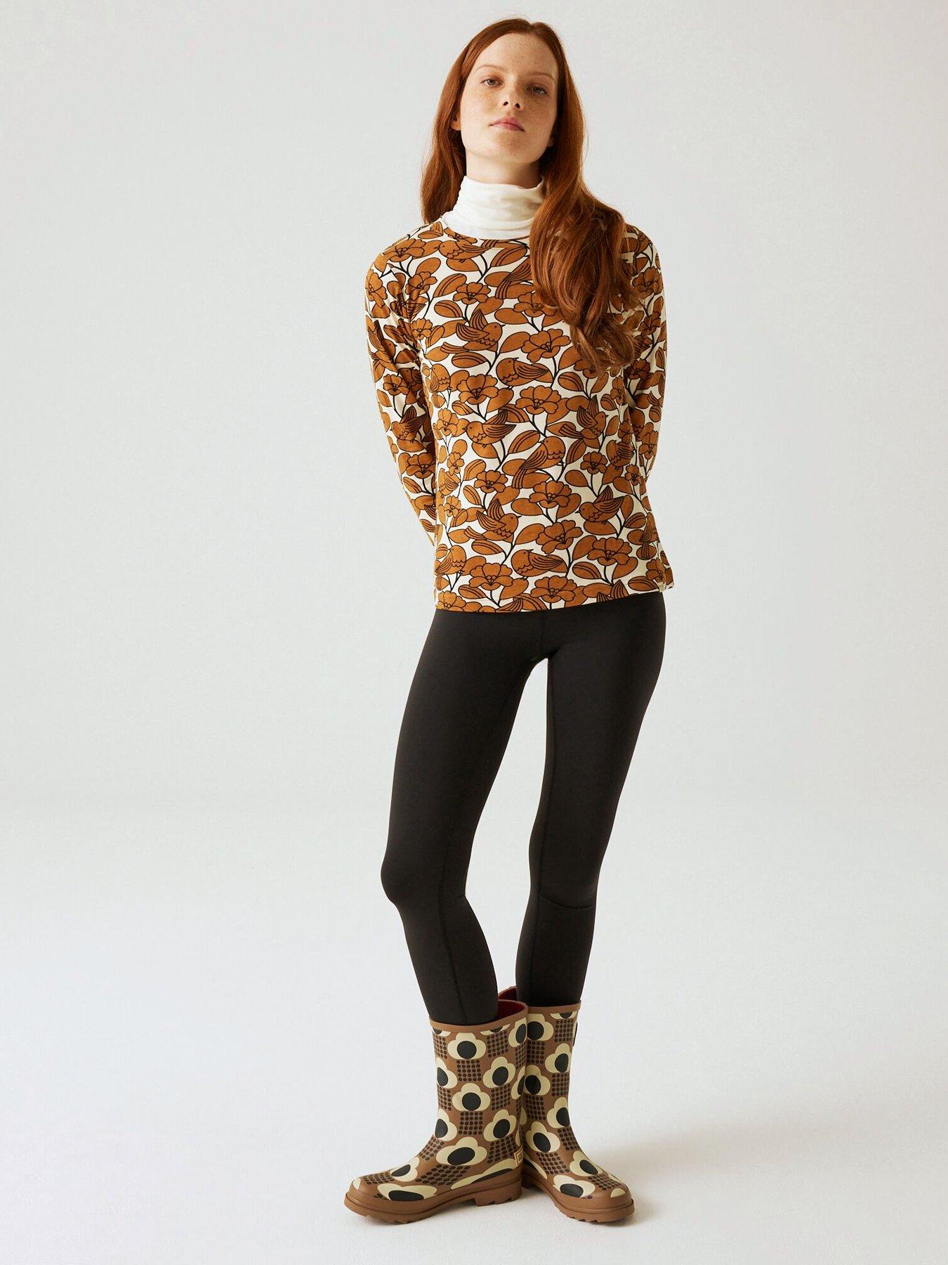  image of regatta-womens-orla-kiely-winter-tee-t-shirts-brown