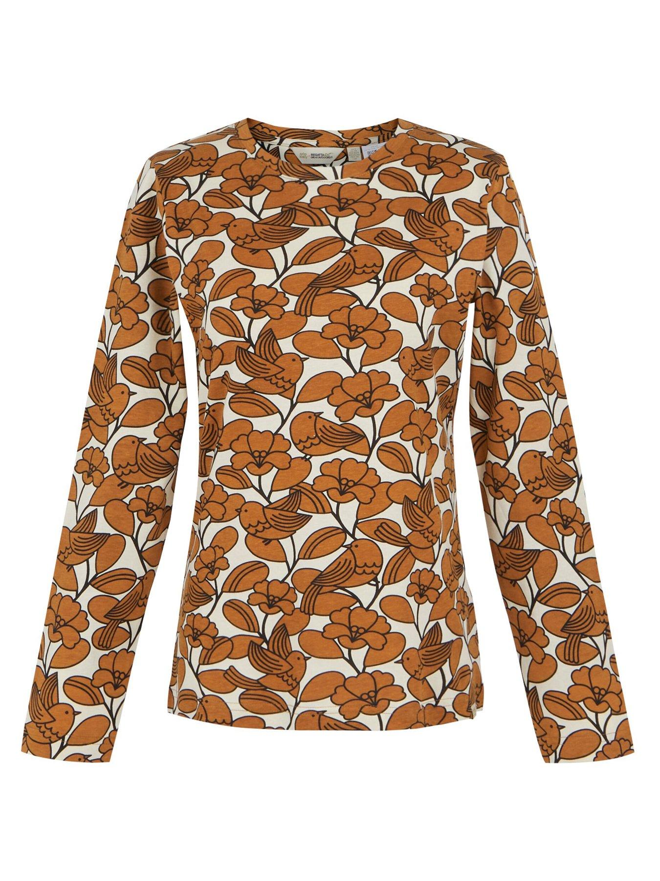  image of regatta-womens-orla-kiely-winter-tee-t-shirts-brown