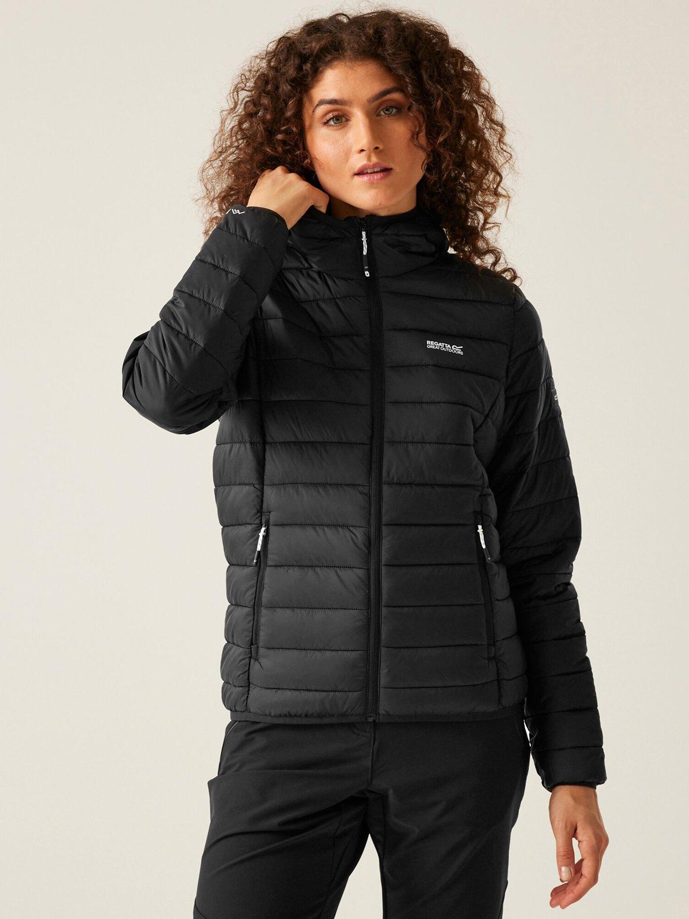 undefined Womens Hooded Marizion Baffled/Quilted Jacket-Black