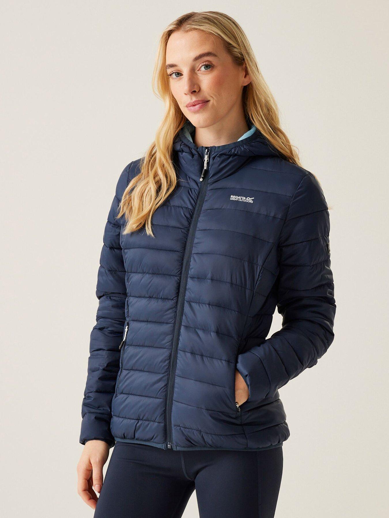  image of regatta-womens-hooded-marizion-baffledquilted-jacket-navy