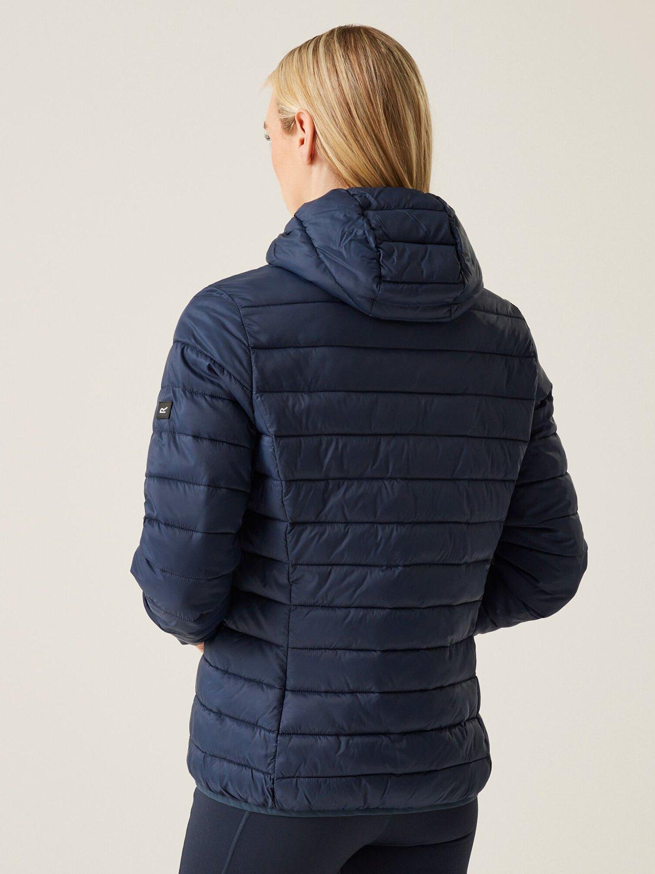  image of regatta-womens-hooded-marizion-baffledquilted-jacket-navy