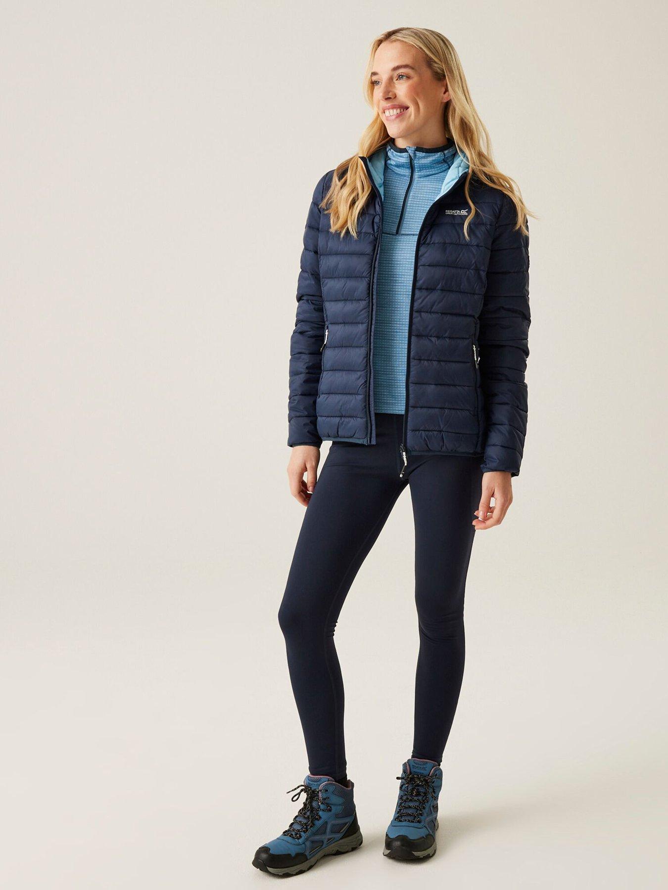  image of regatta-womens-hooded-marizion-baffledquilted-jacket-navy