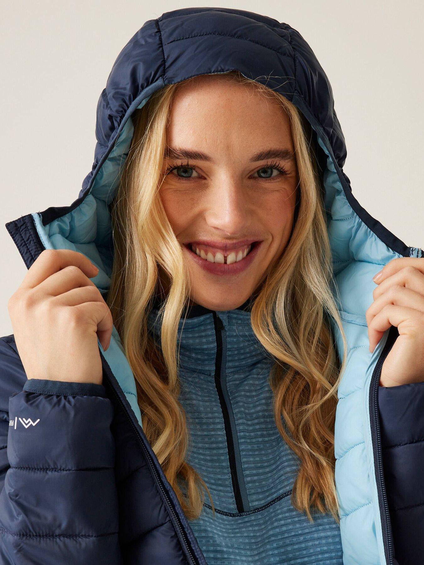  image of regatta-womens-hooded-marizion-baffledquilted-jacket-navy