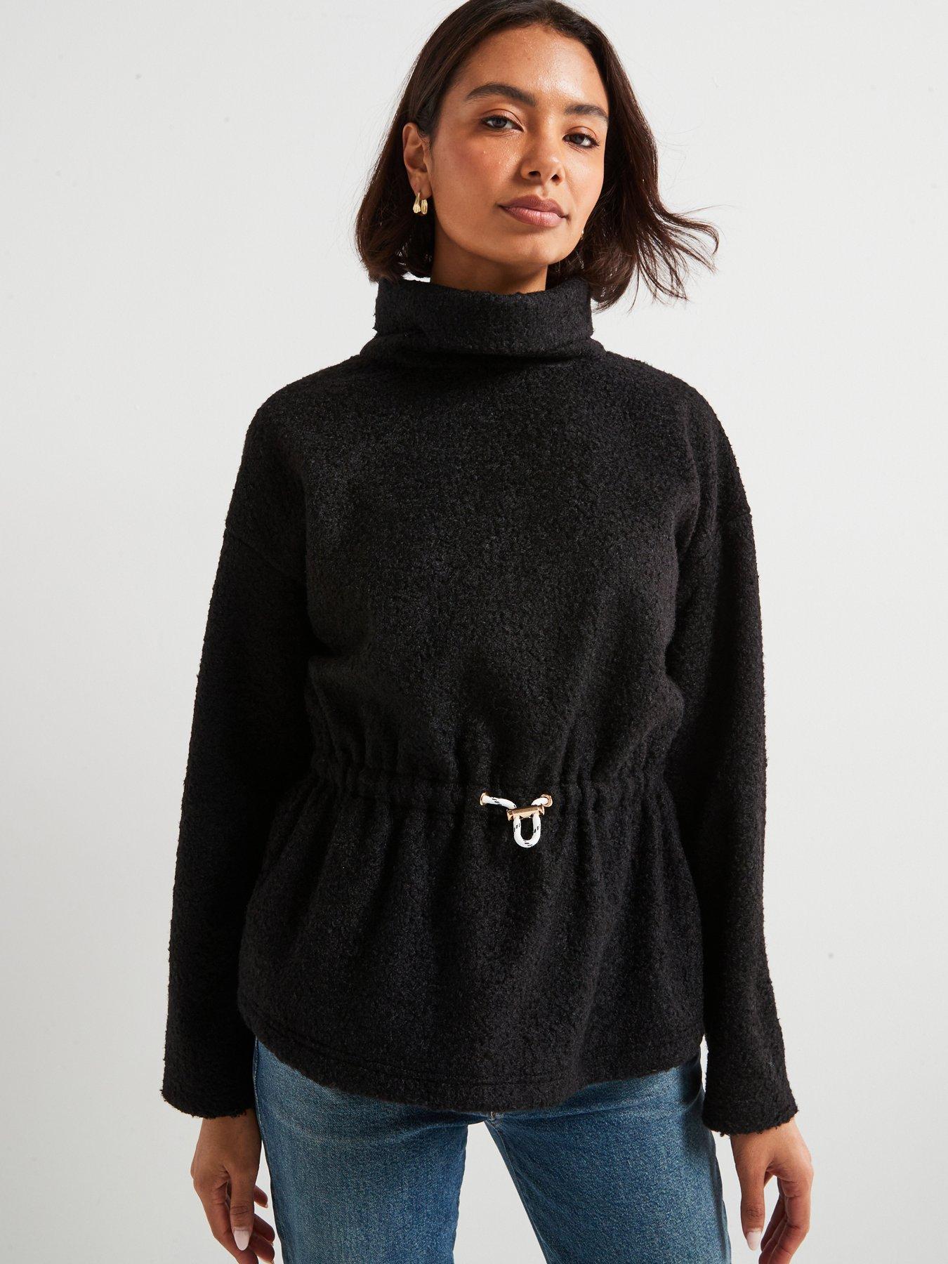 undefined High Neck Waisted Top - Black