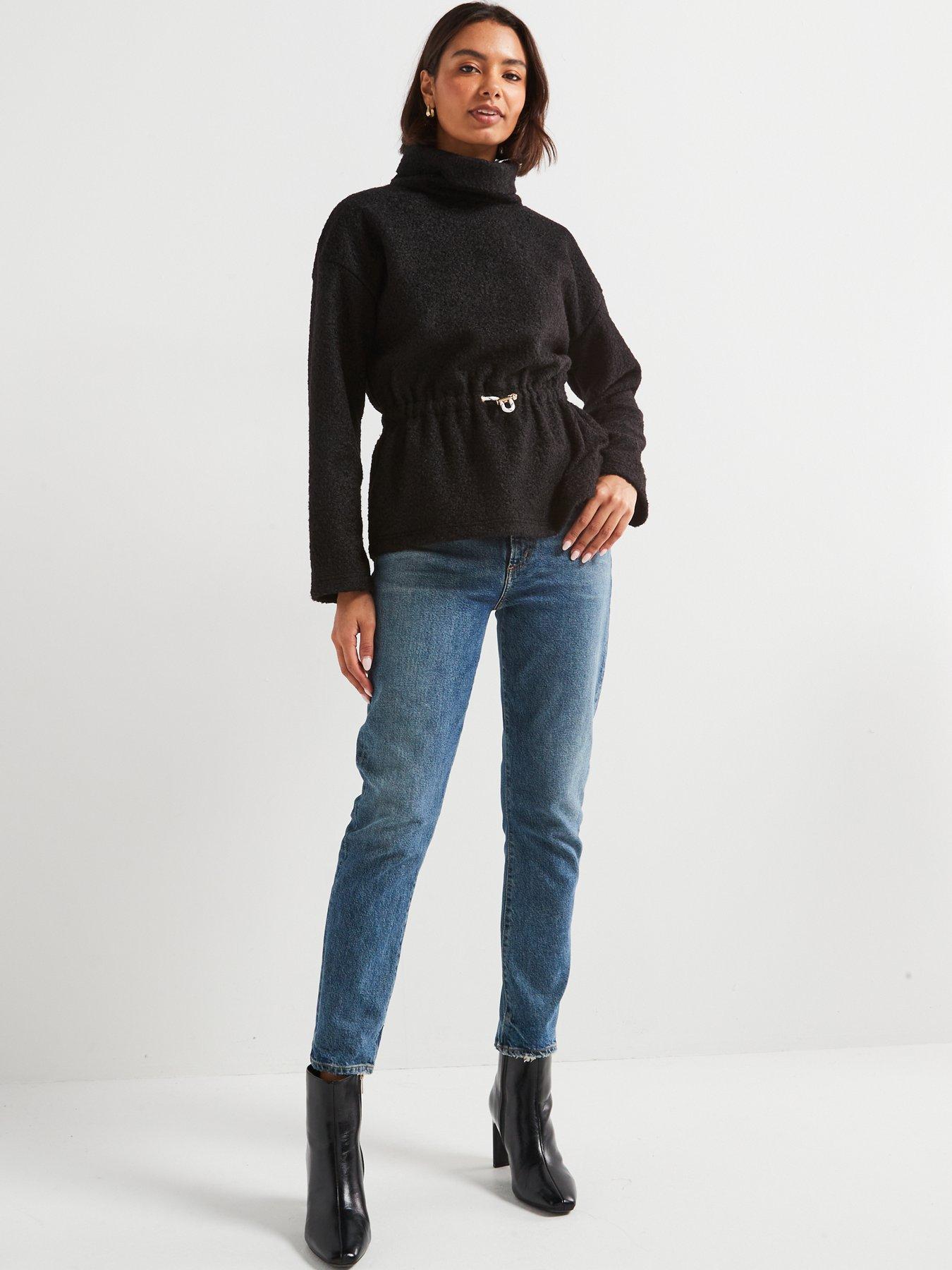  image of v-by-very-high-neck-waisted-top-black