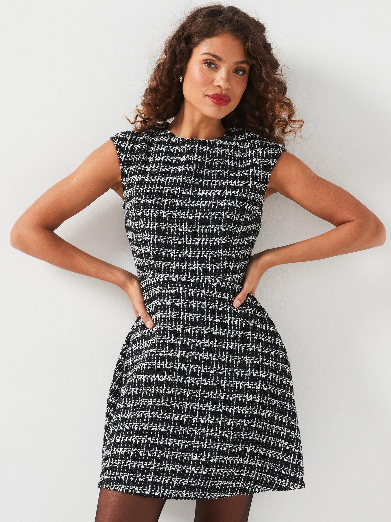undefined Boucle Cap Sleeve Mini Dress - Print