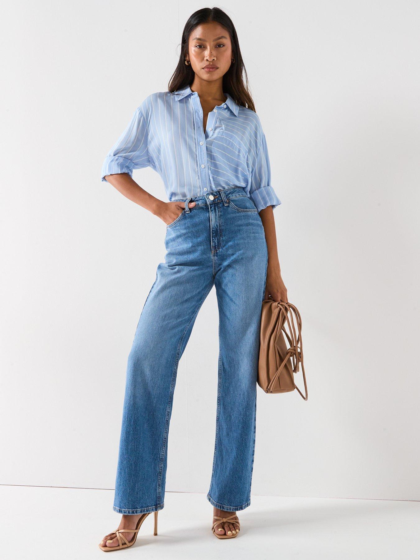 Image 3 of 6 of The Very Collection Wide Leg Jeans With Stretch - Midi Wash