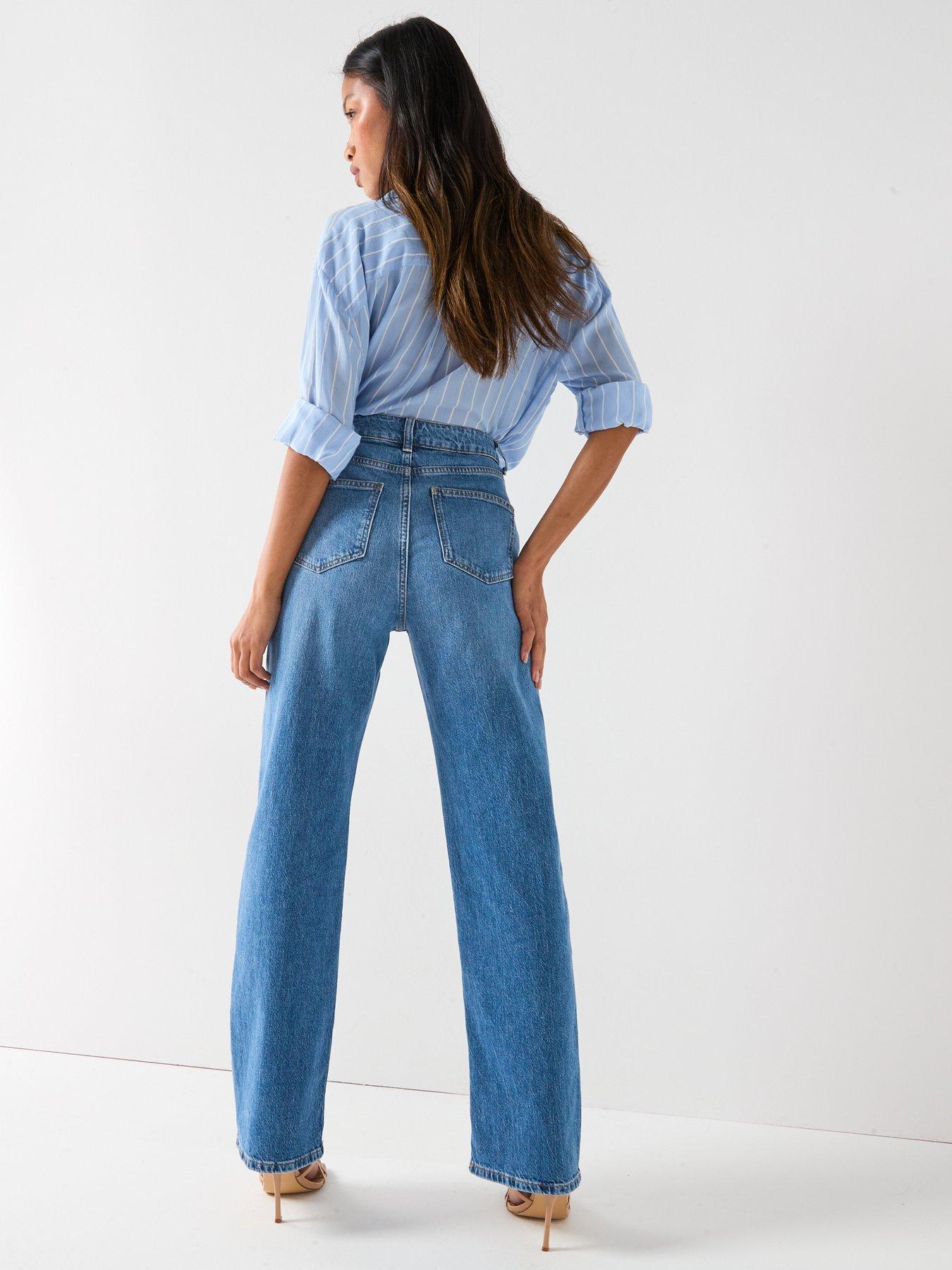 Image 5 of 6 of The Very Collection Wide Leg Jeans With Stretch - Midi Wash