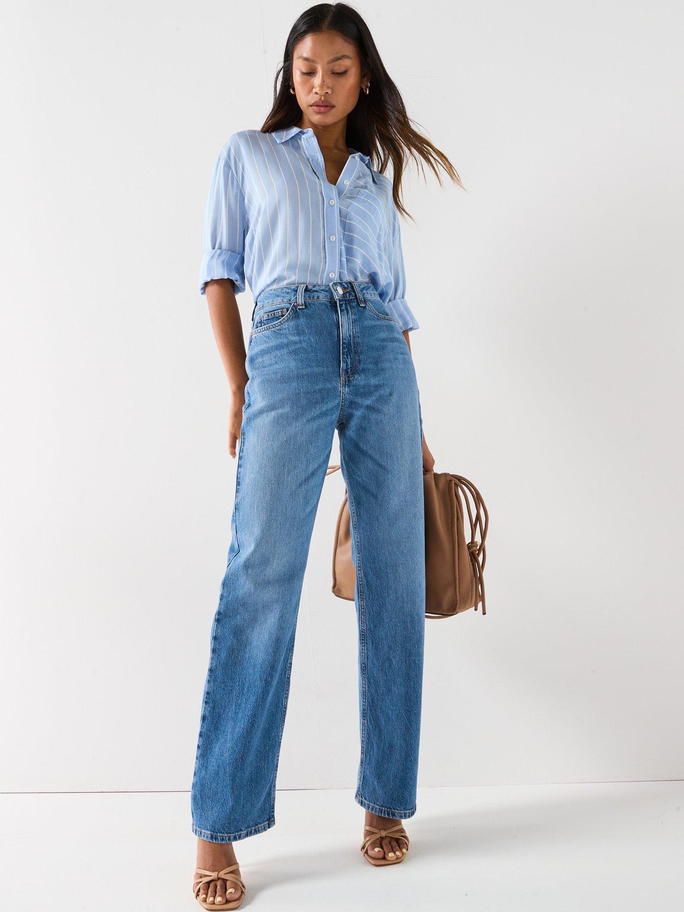 Image 6 of 6 of The Very Collection Wide Leg Jeans With Stretch - Midi Wash