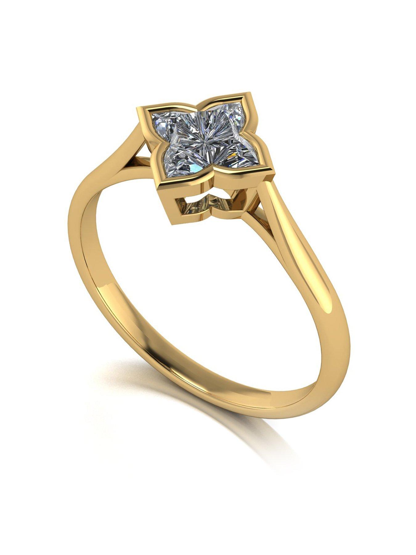  image of moissanite-9ctnbspgold-fancy-1ct-starlight-moissanitenbspsolitaire-ring