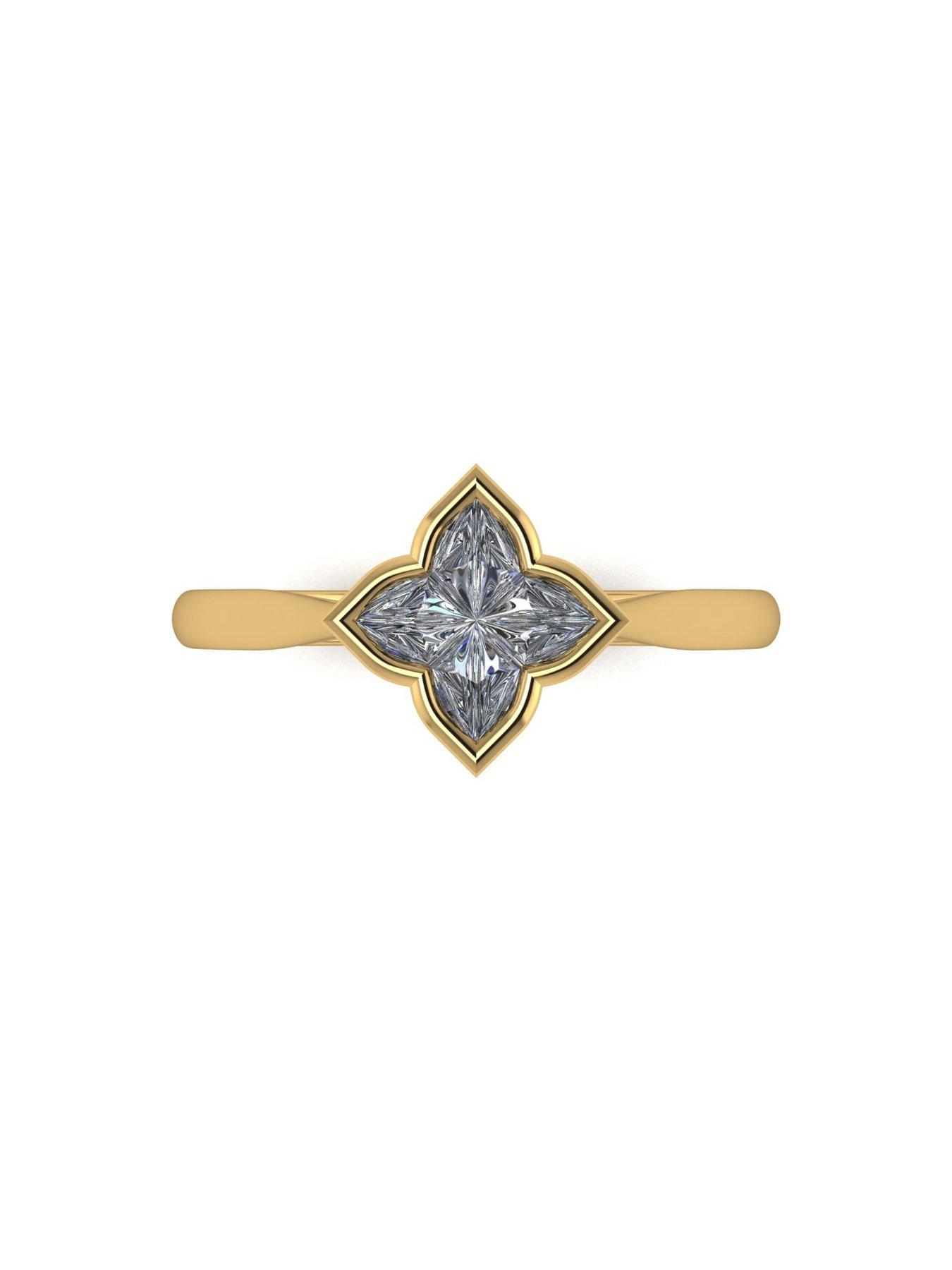  image of moissanite-9ctnbspgold-fancy-1ct-starlight-moissanitenbspsolitaire-ring