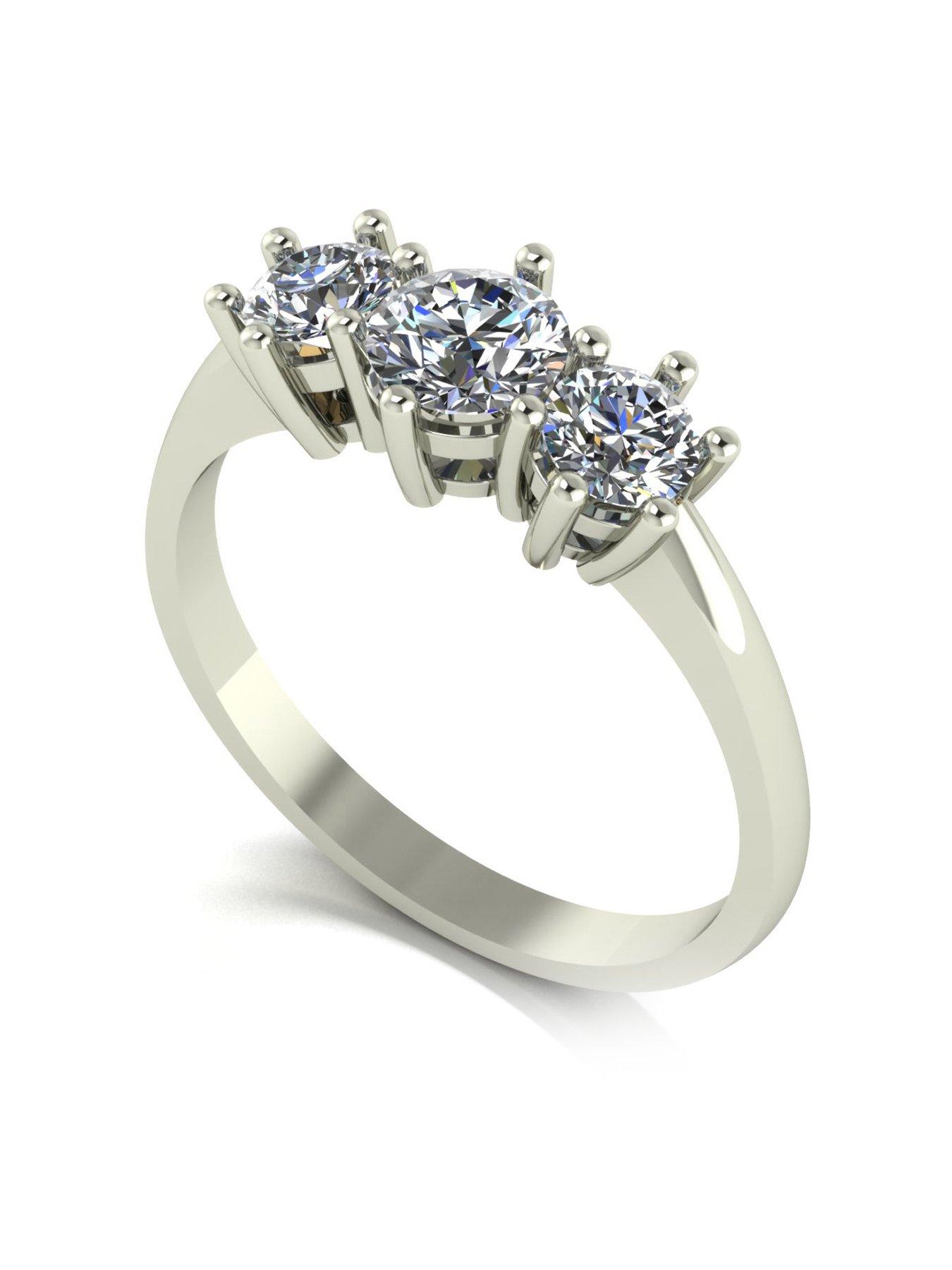  image of moissanite-platinum-1ct-total-3-stone-trilogy-ring