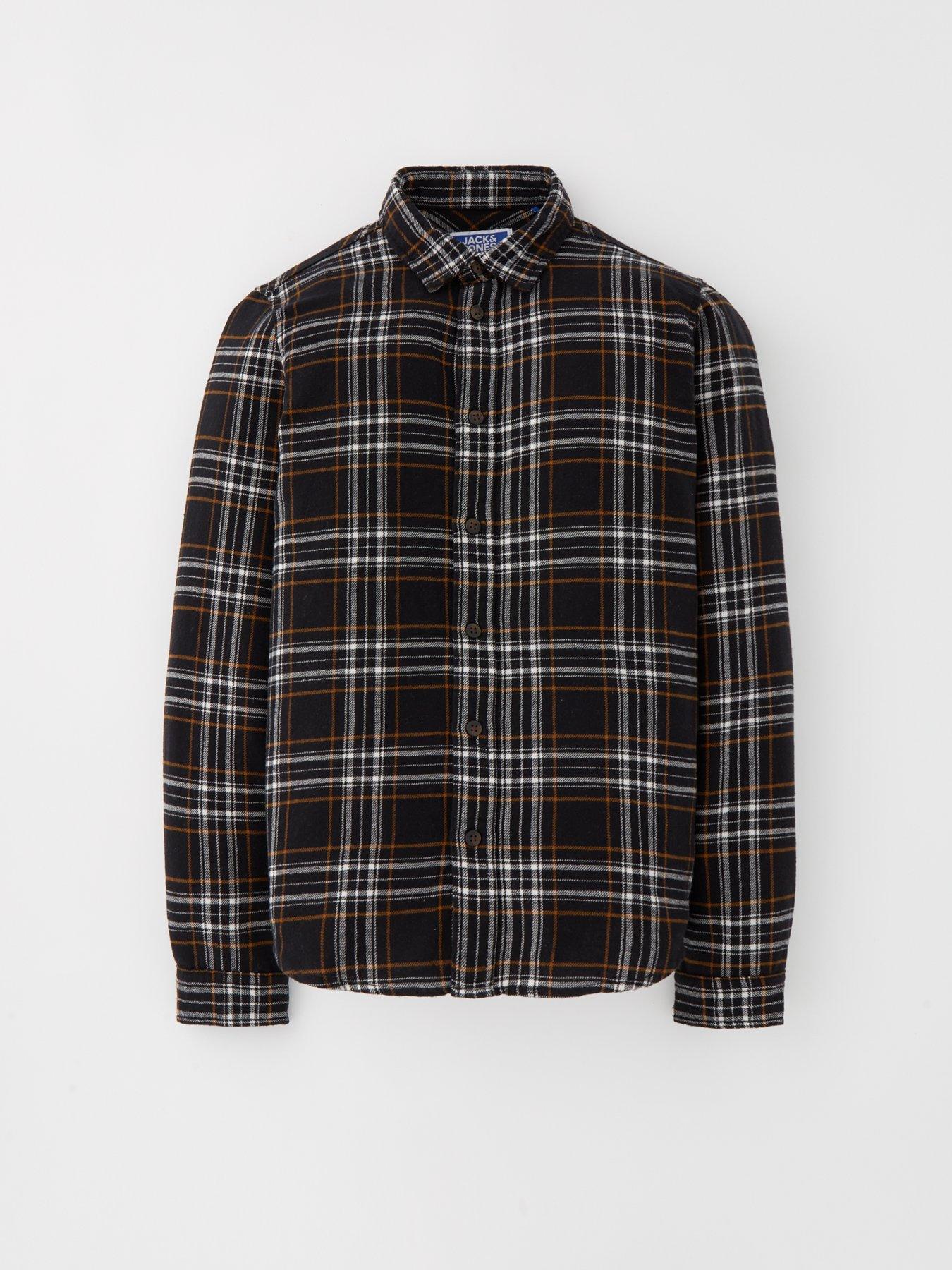 Image 6 of 6 of Jack & Jones Junior Boys Joshua Fall Flannel Check Shirt - Black
