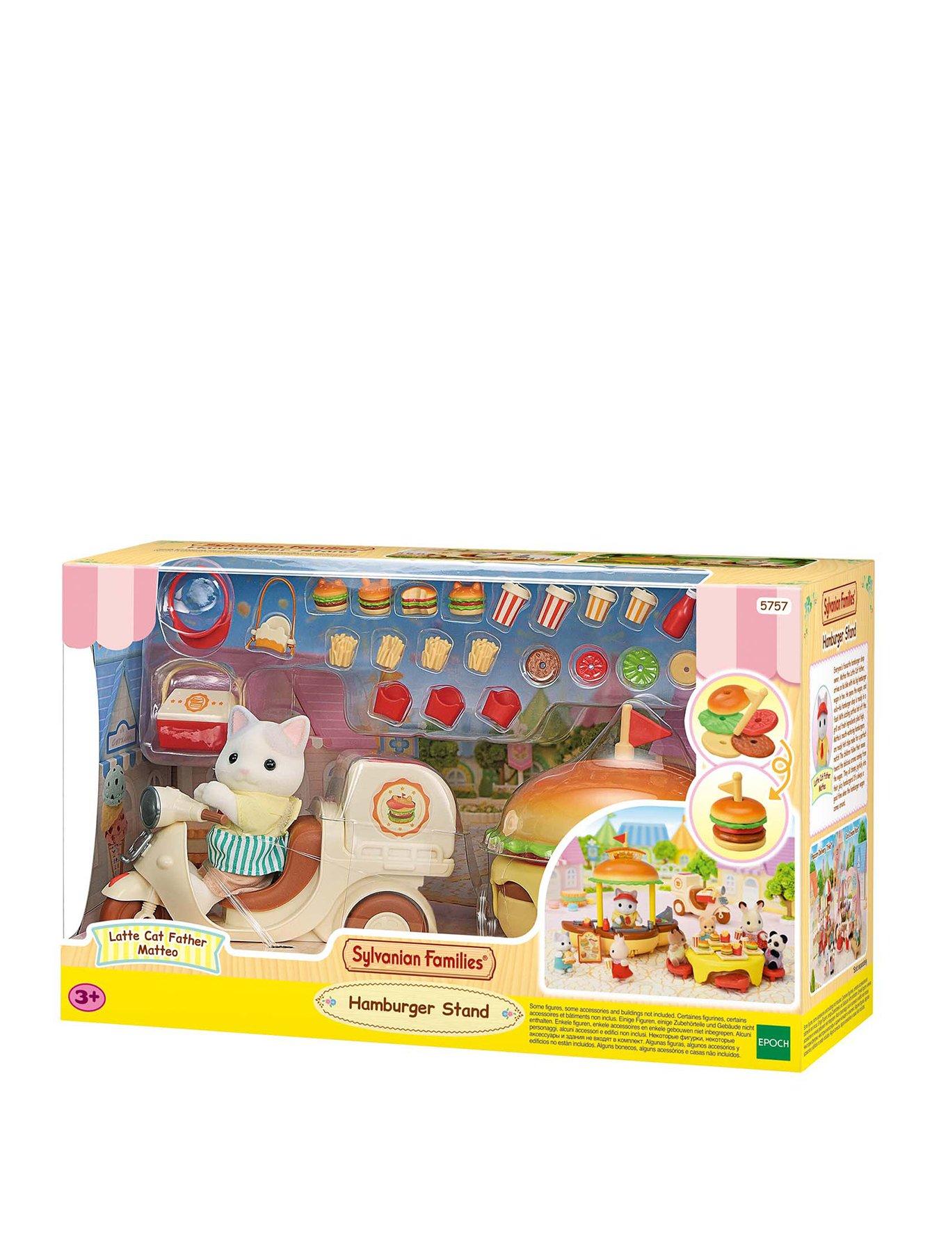 Image 1 of 6 of Sylvanian Families Hamburger Stand Set&nbsp;with the Figure:&nbsp;Latte Cat Father, Matteo