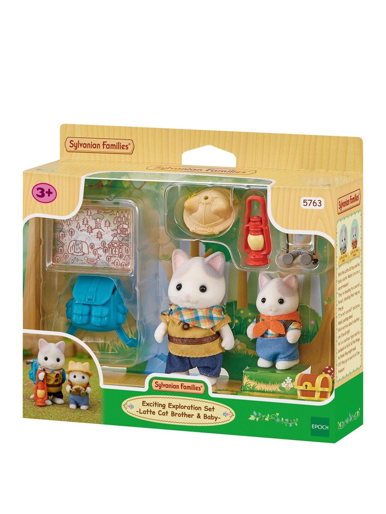 Image 1 of 7 of Sylvanian Families Exciting Exploration Set - Latte Cat Brother & Baby