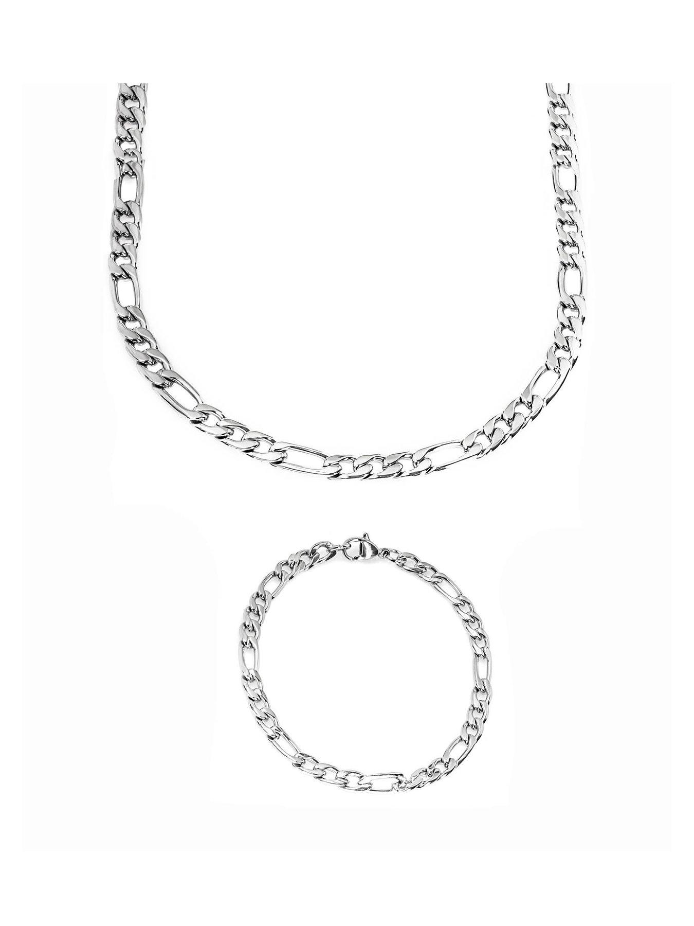 undefined Men's Figaro 316 Steel Chain Necklace and Bracelet Set