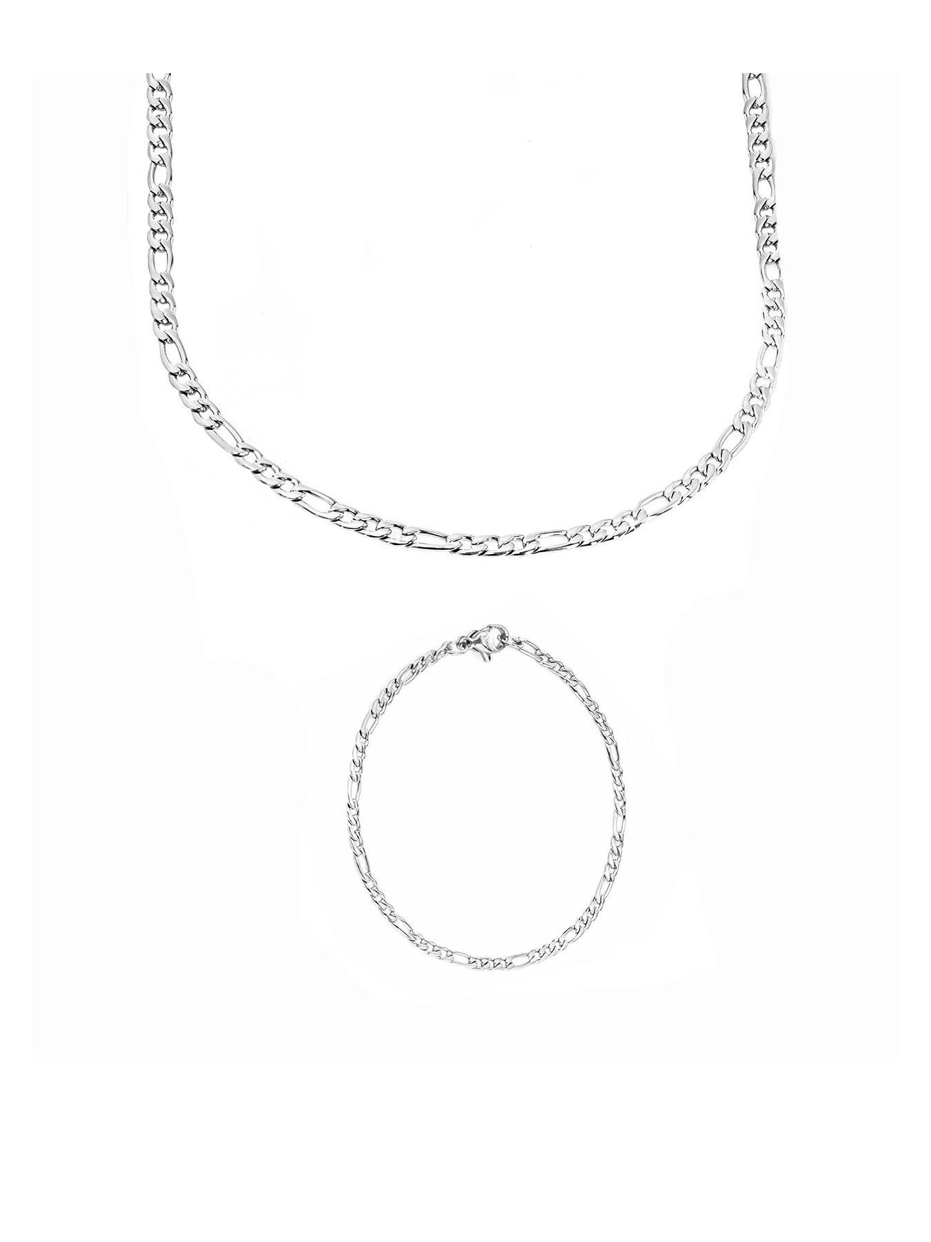 the-love-collection-mens-figaro-316-steel-chain-necklace-and-bracelet-set