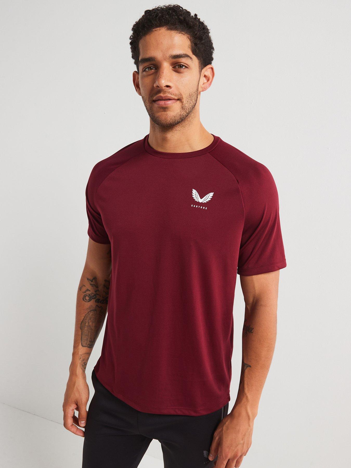  image of castore-mens-training-adapt-printed-tee-burgundy