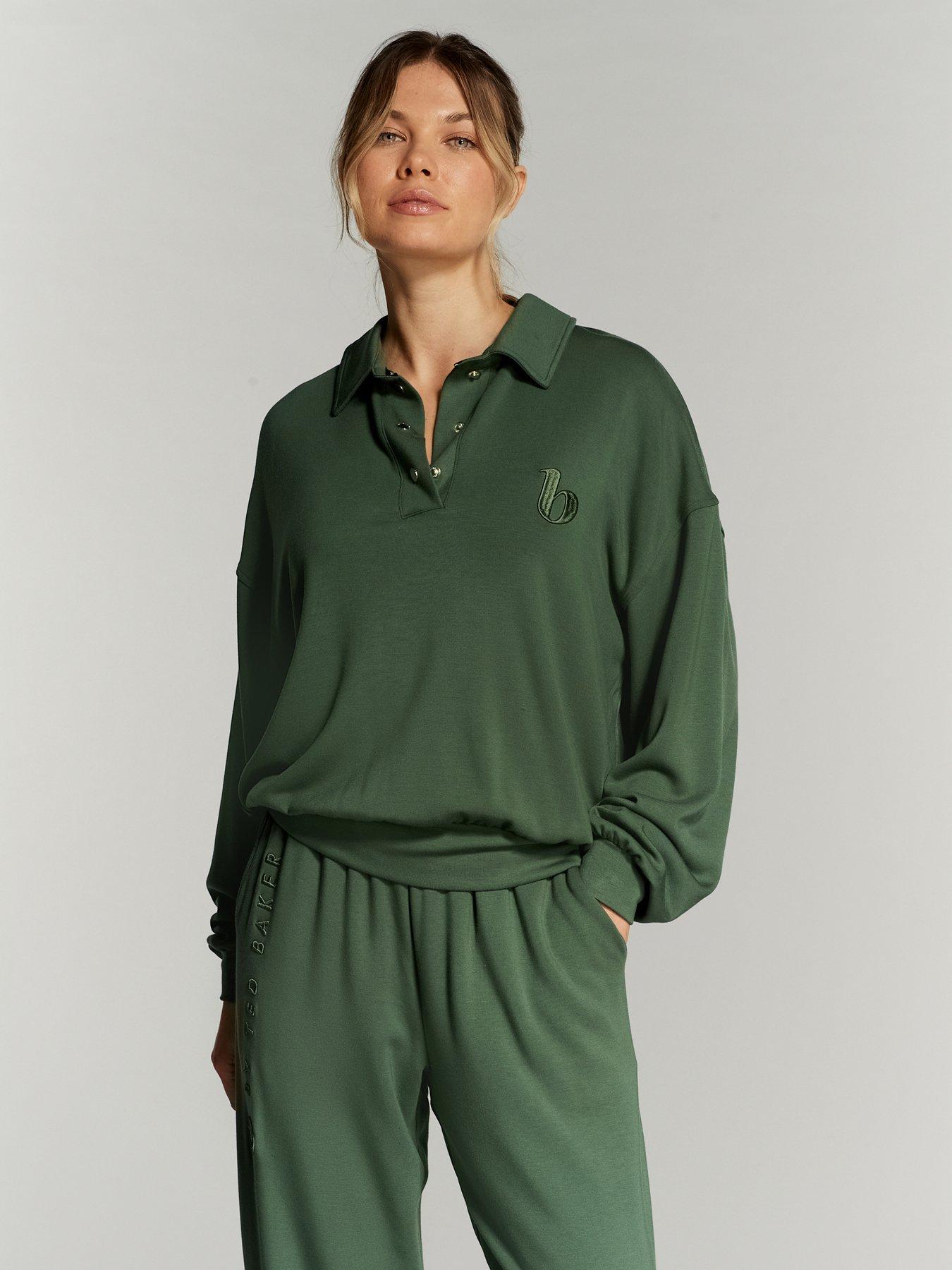 undefined B By Baker Lounge Button Front Top - Green