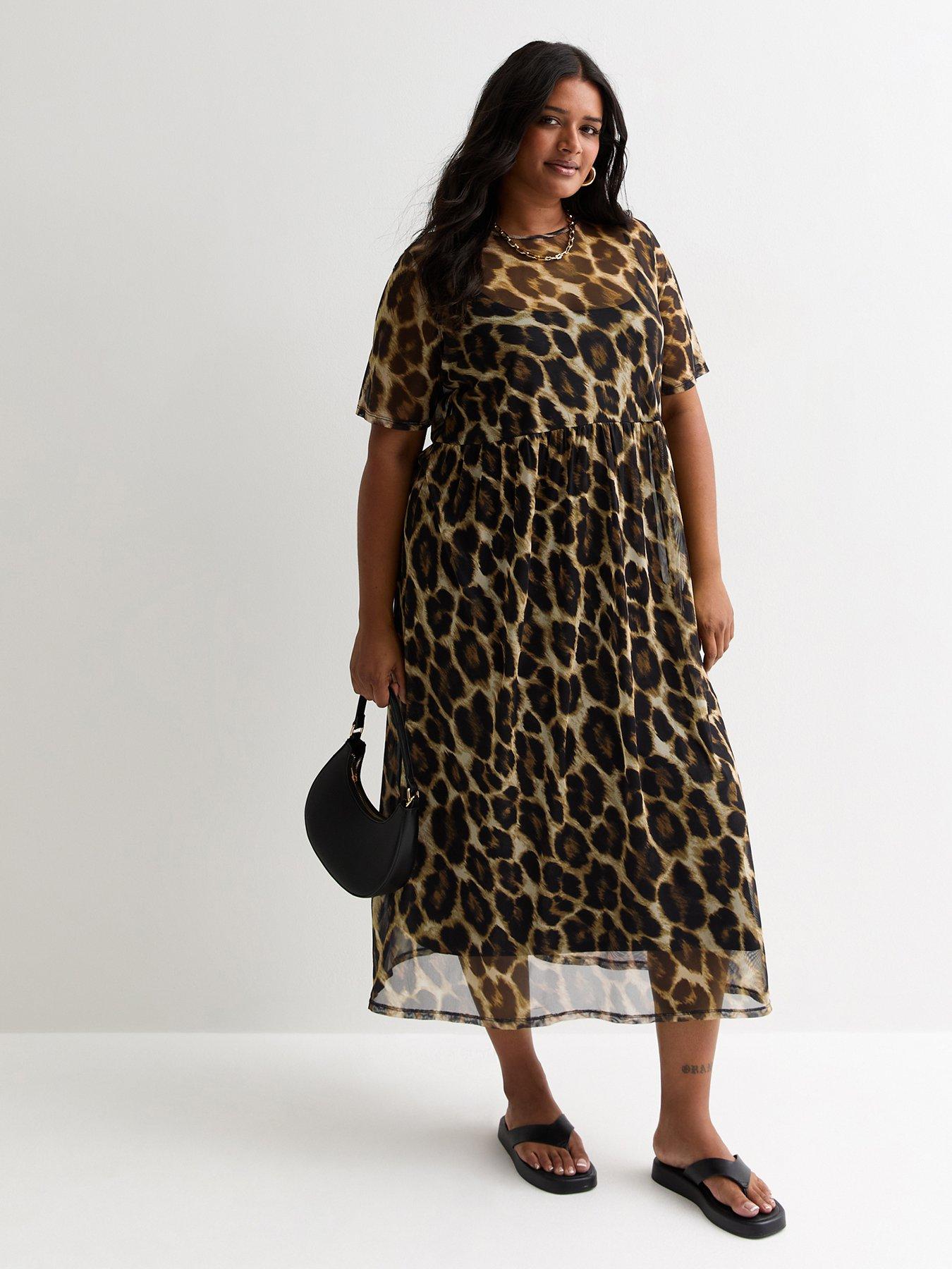 New Look Leopard Print Smock Midi Dress Print Littlewoods