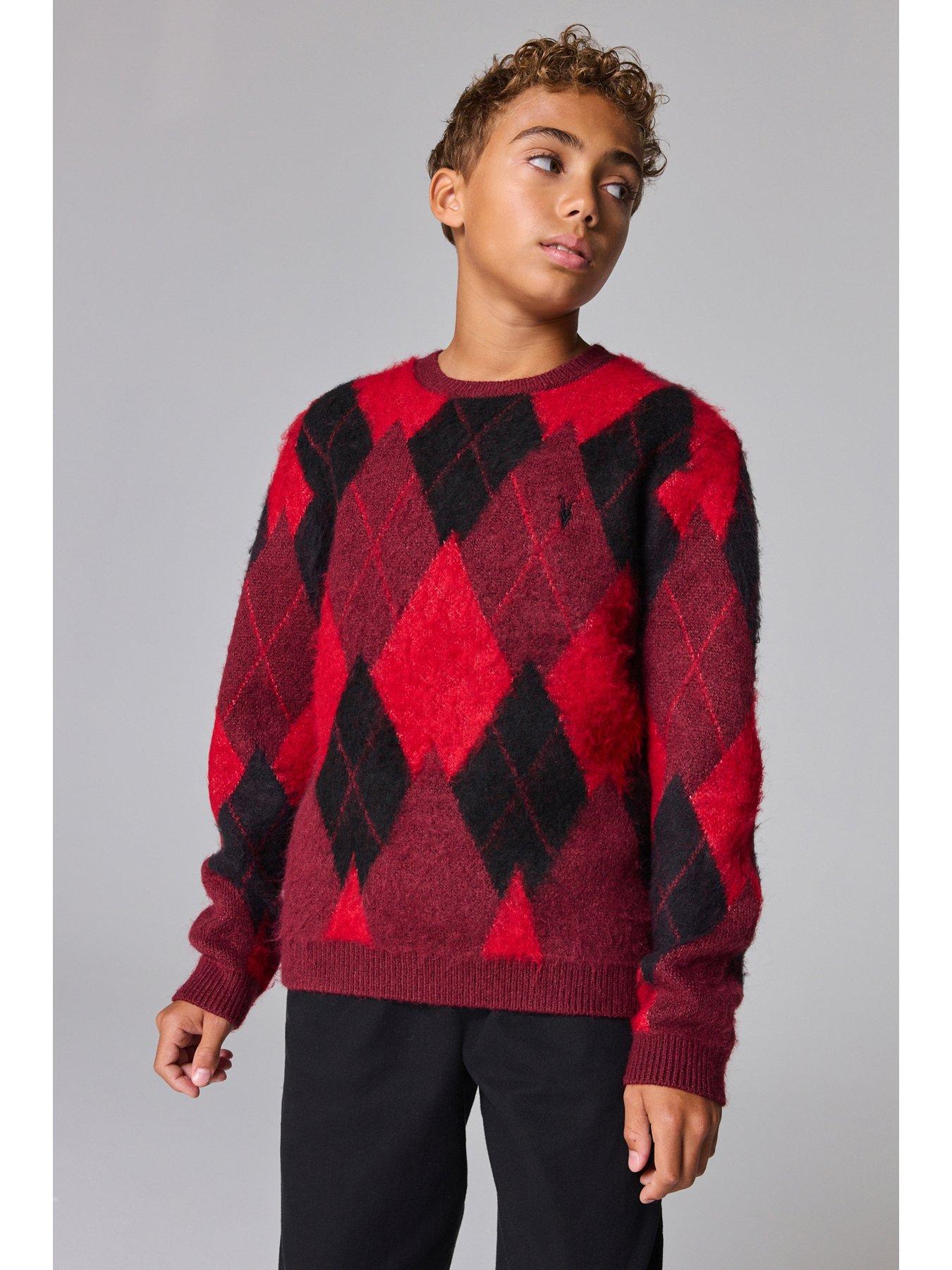 smallsaints-all-saints-boys-argyle-jumper-red