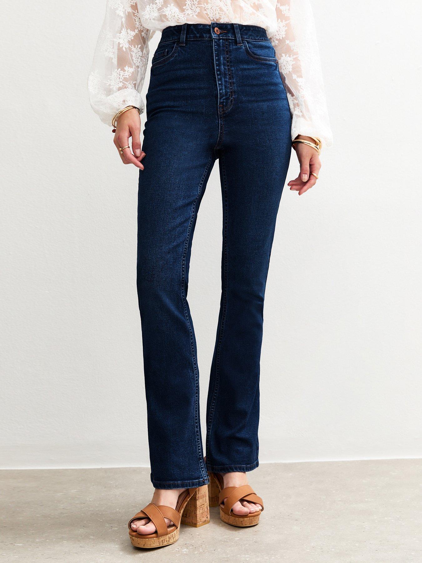 New Look Dark Blue Waist Enhance Quinn Bootcut Stretch Denim Jeans