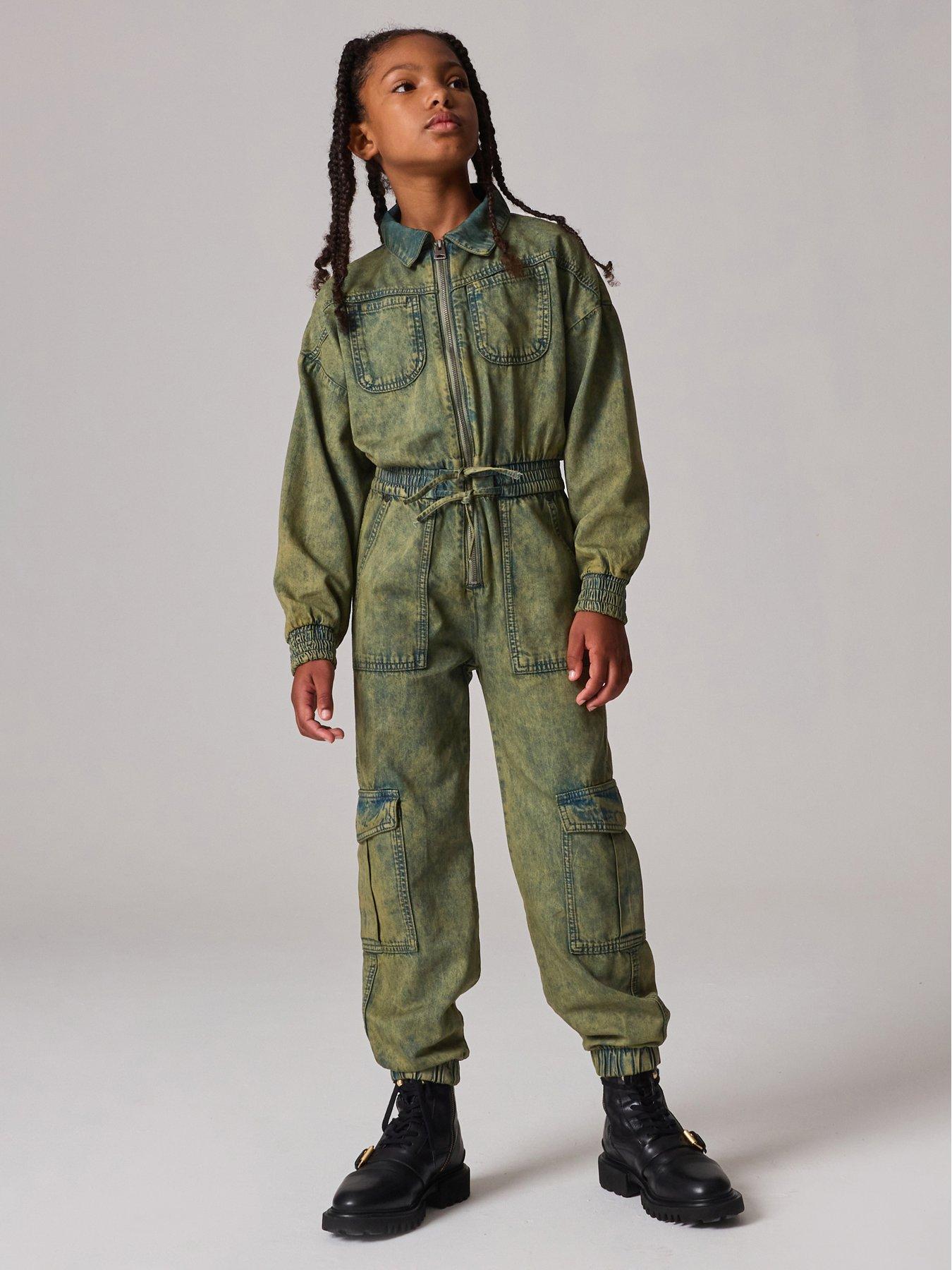 undefined All Saints Kids Cargo Jumpsuit - Khaki