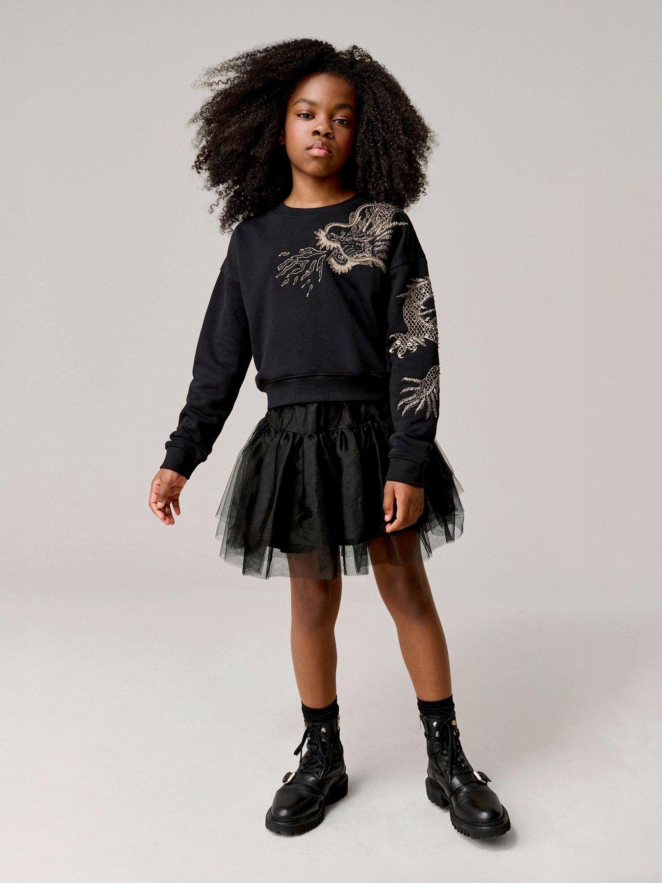 undefined All Saints Girls Dragon Sweatshirt - Black