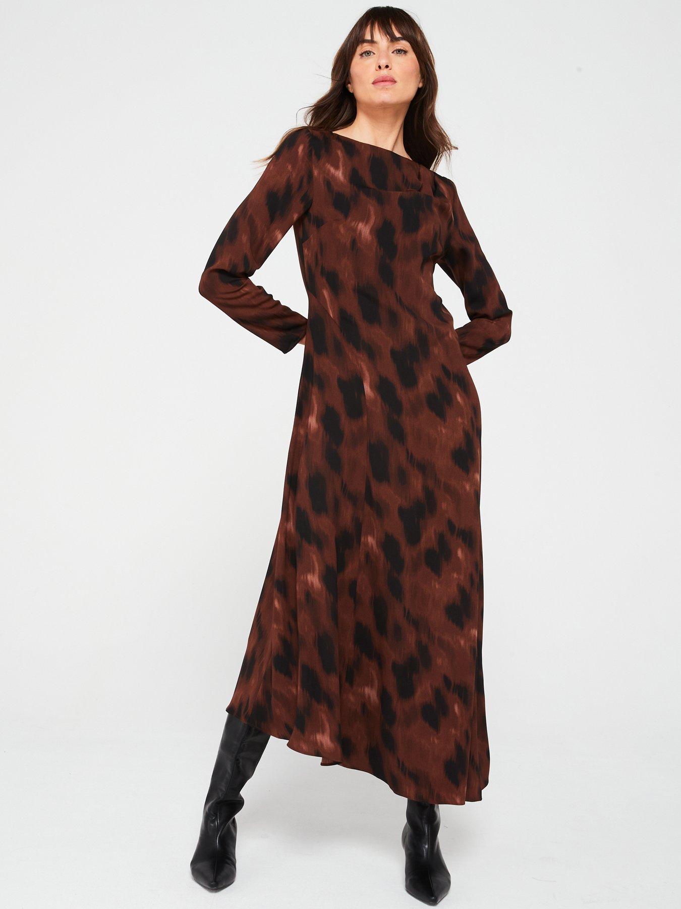  image of v-by-very-drape-tie-dye-print-midi-dress-multi