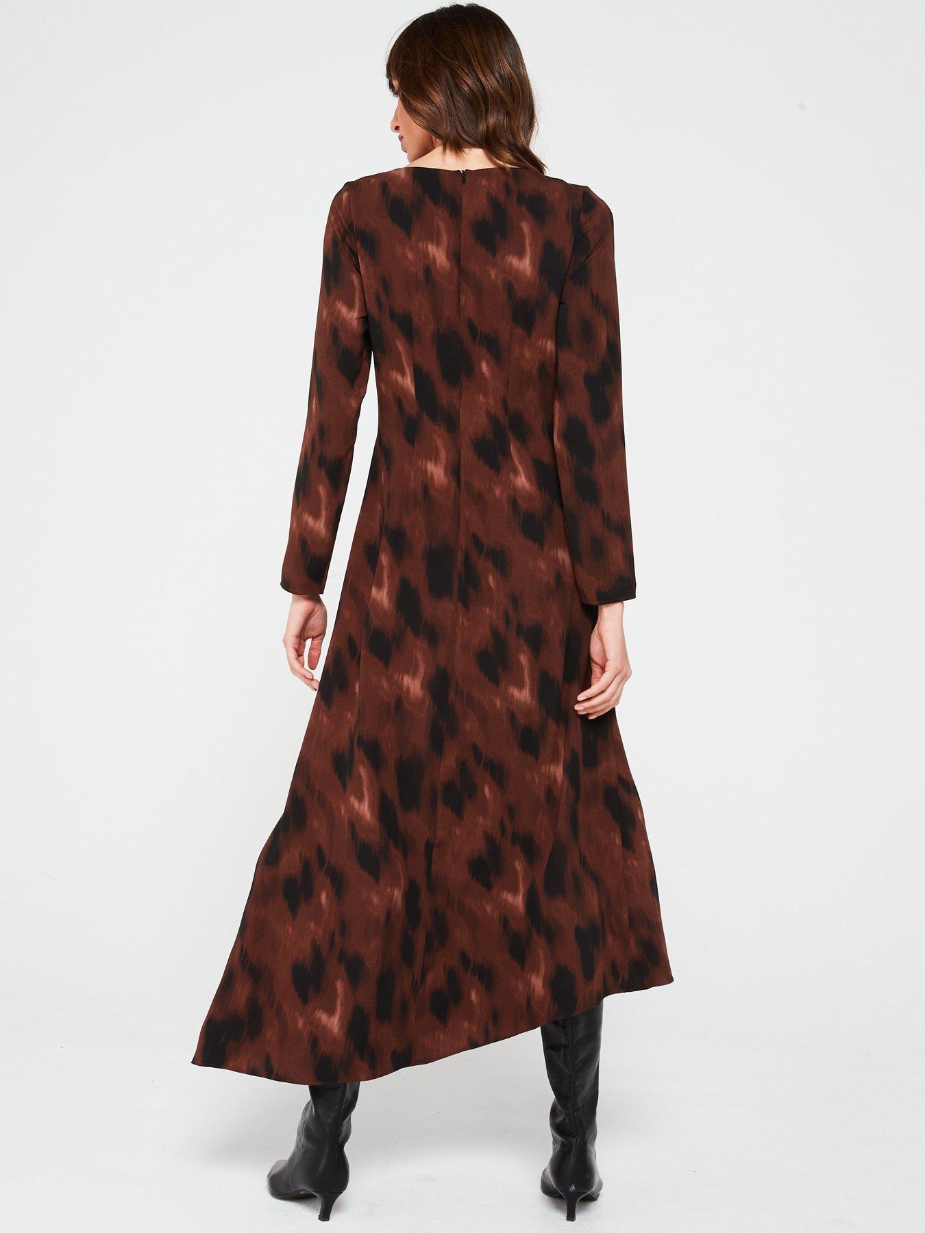  image of v-by-very-drape-tie-dye-print-midi-dress-multi