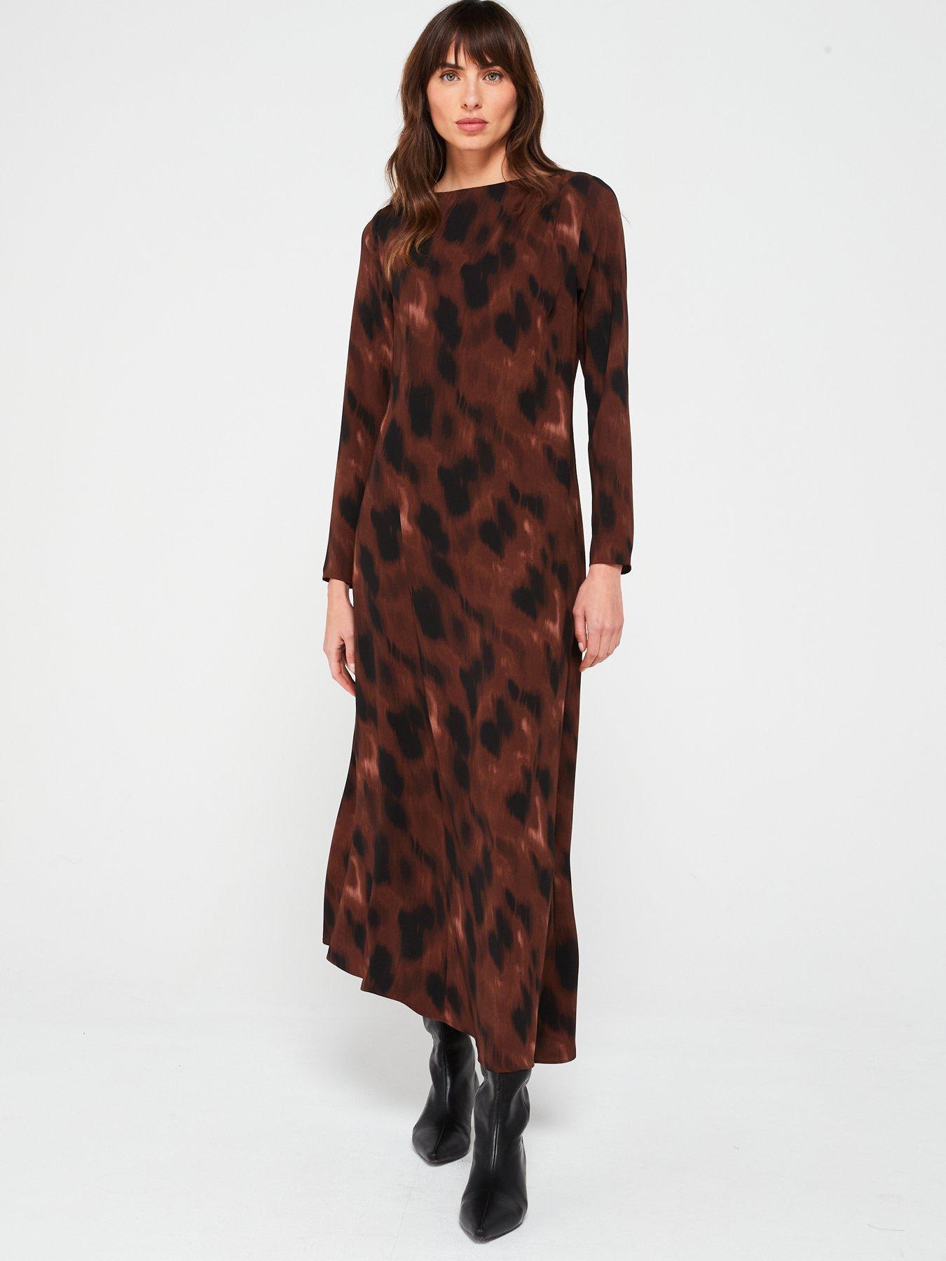  image of v-by-very-drape-tie-dye-print-midi-dress-multi