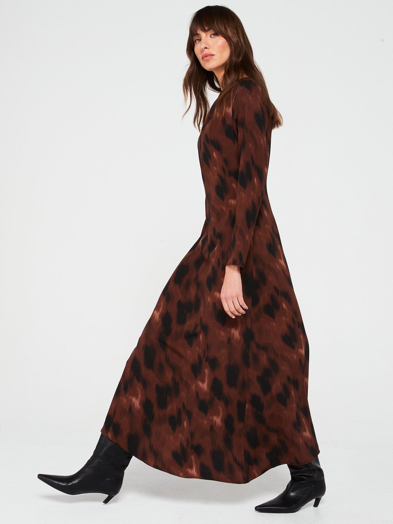  image of v-by-very-drape-tie-dye-print-midi-dress-multi
