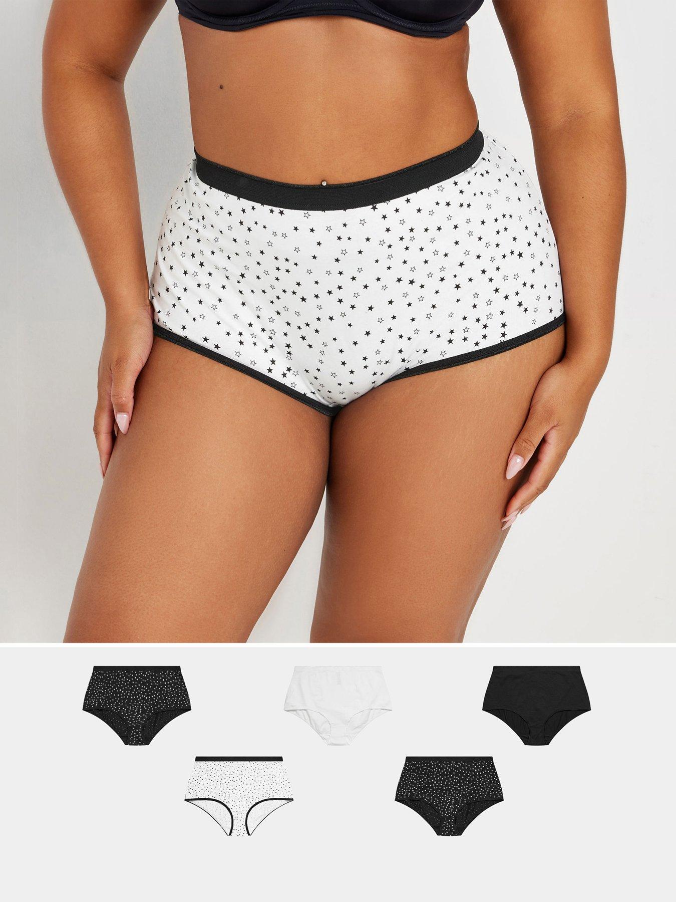 Image 1 of 4 of Yours Curve 5 Pack Mono Star Print Full Brief