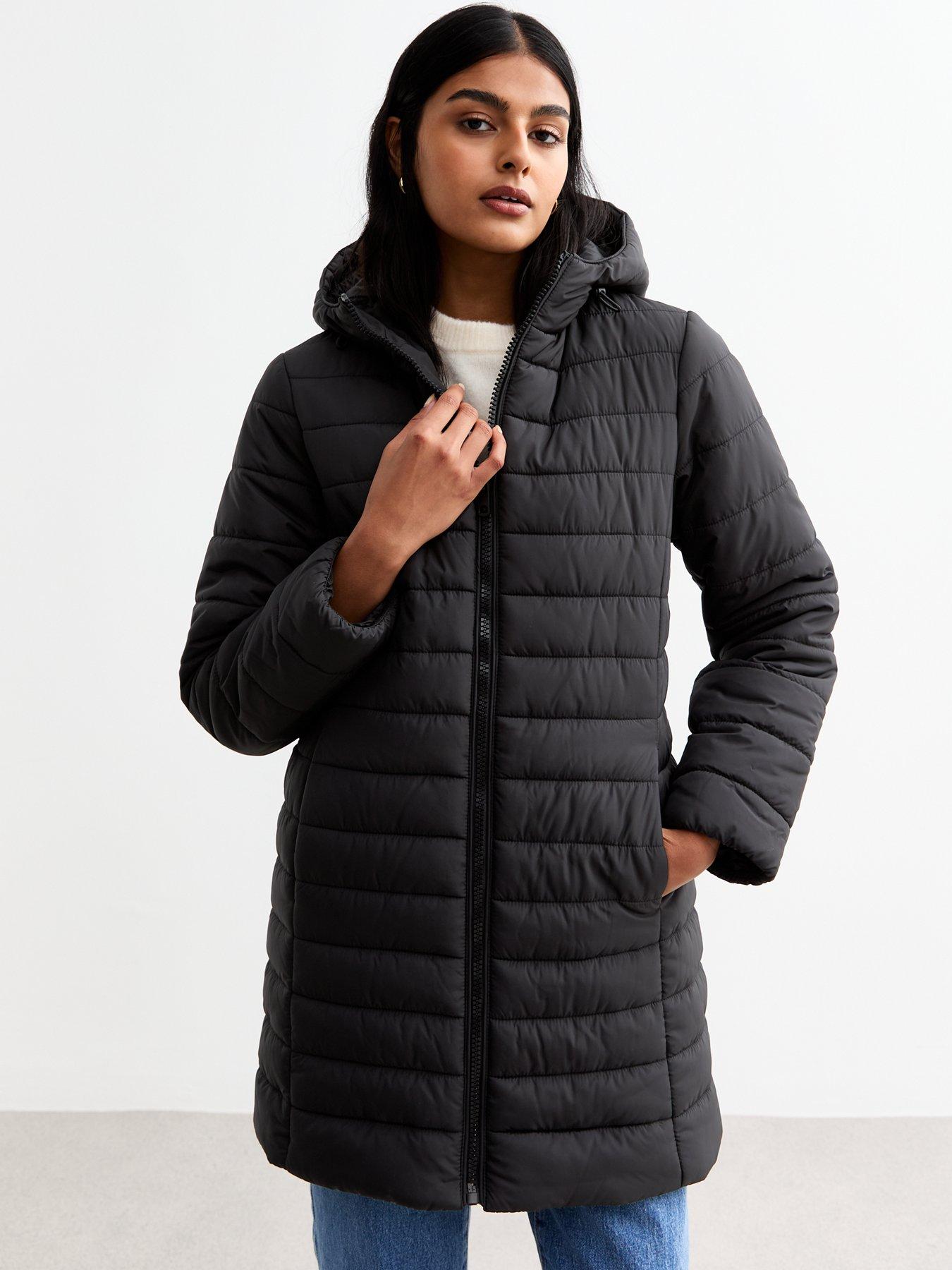 Hooded Longline Puffer Coat Black