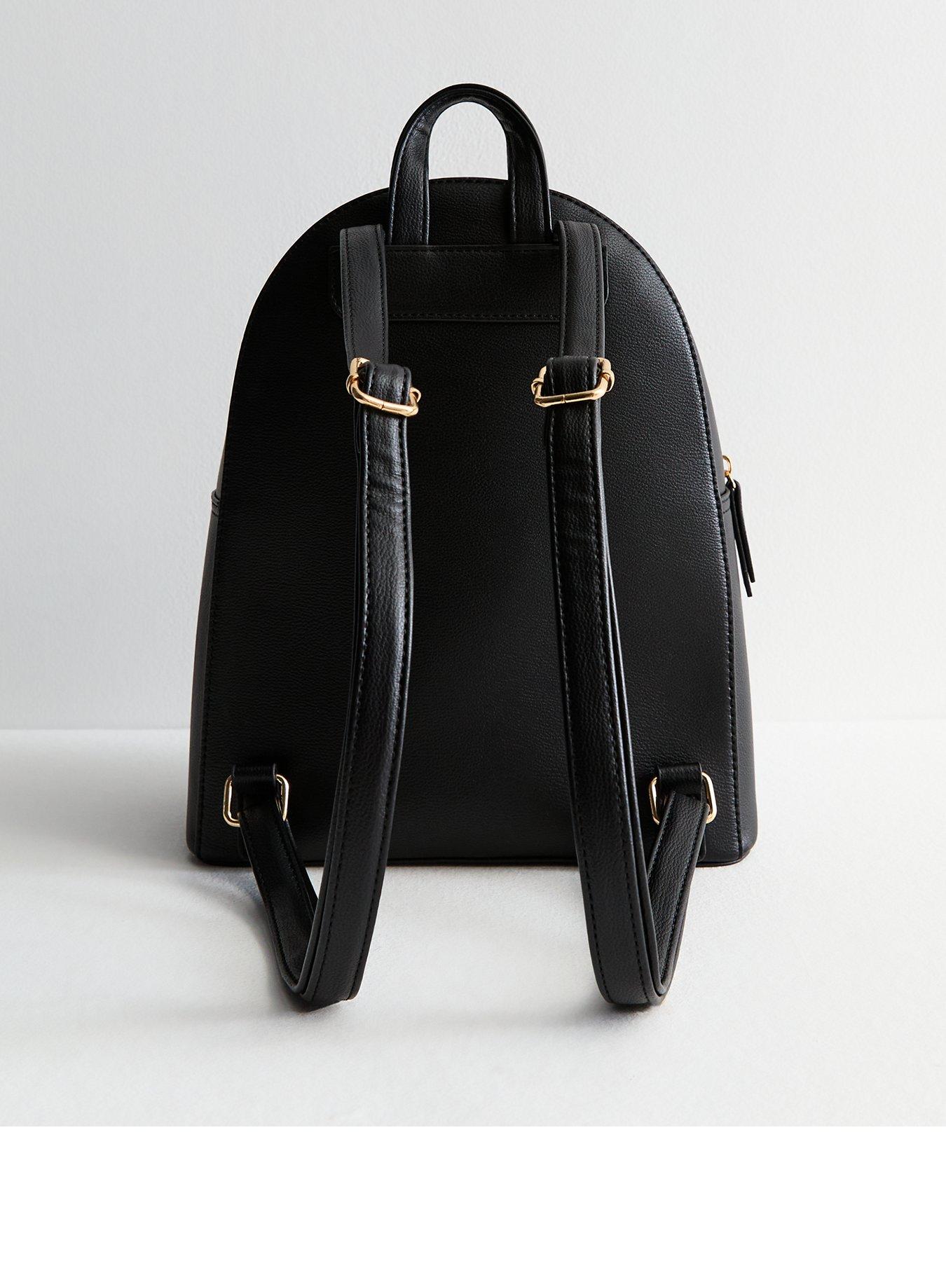 New Look Black Leather-look Front-pocket Backpack | Littlewoods