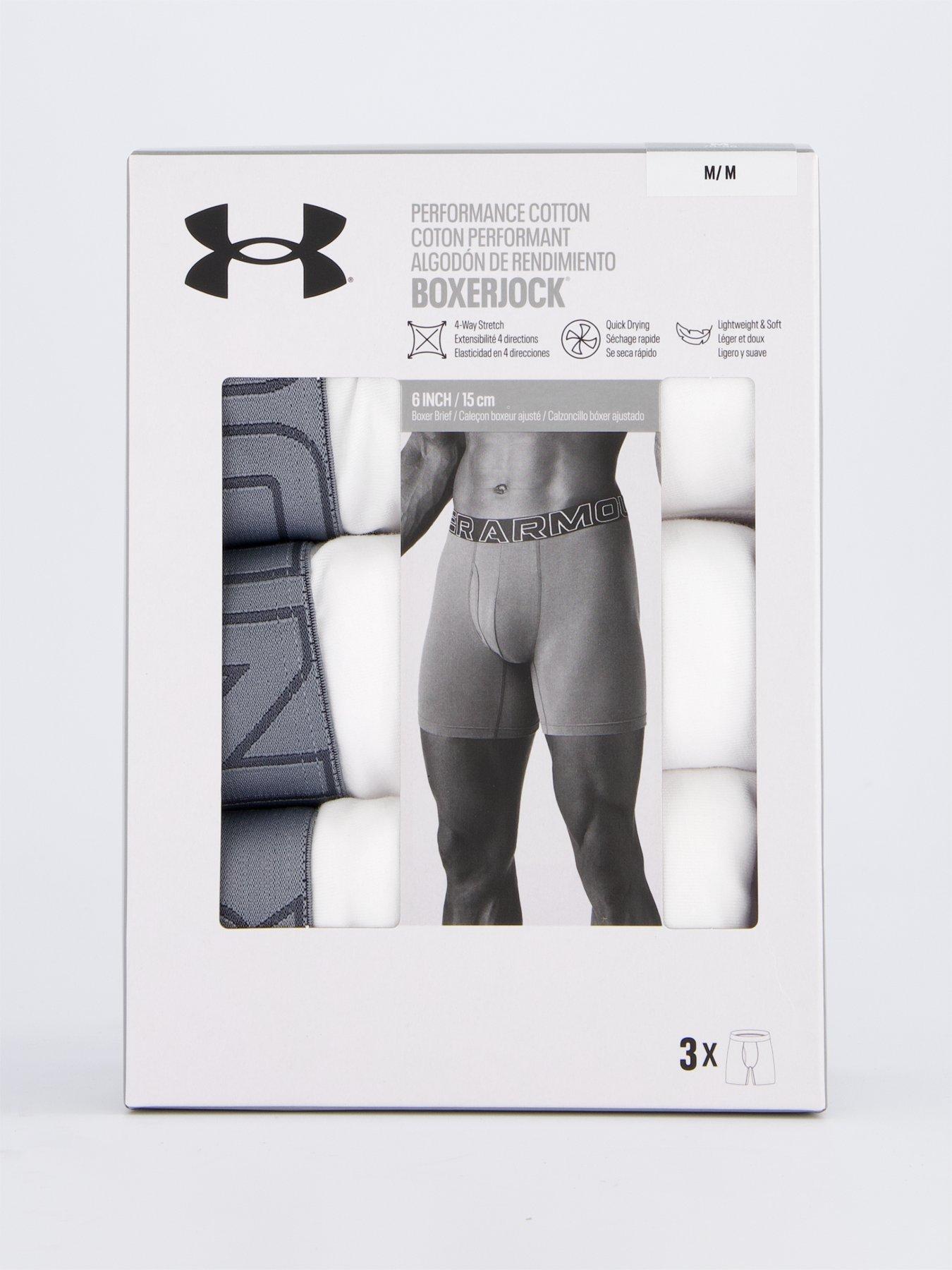 UNDER ARMOUR Performance Cotton 6inch 3pack Boxers White